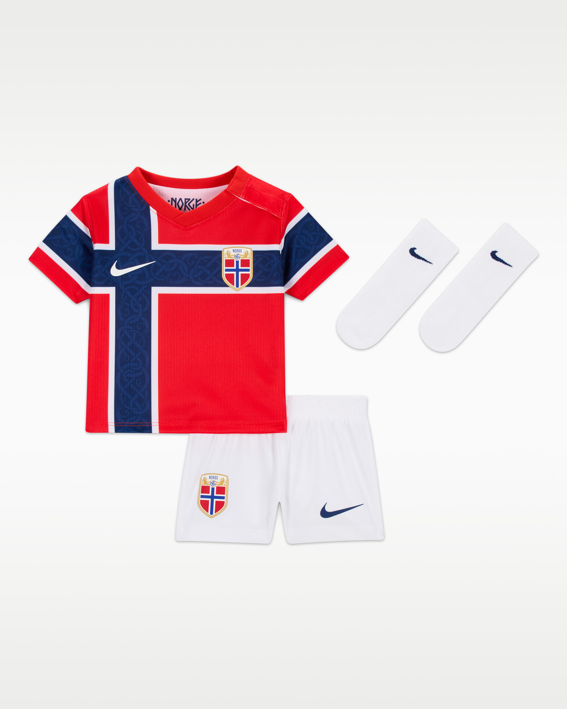 Norway 2026 Stadium Home Baby/Toddler Nike Football Replica 3-Piece Kit - Chile Red/Chile Red/White
