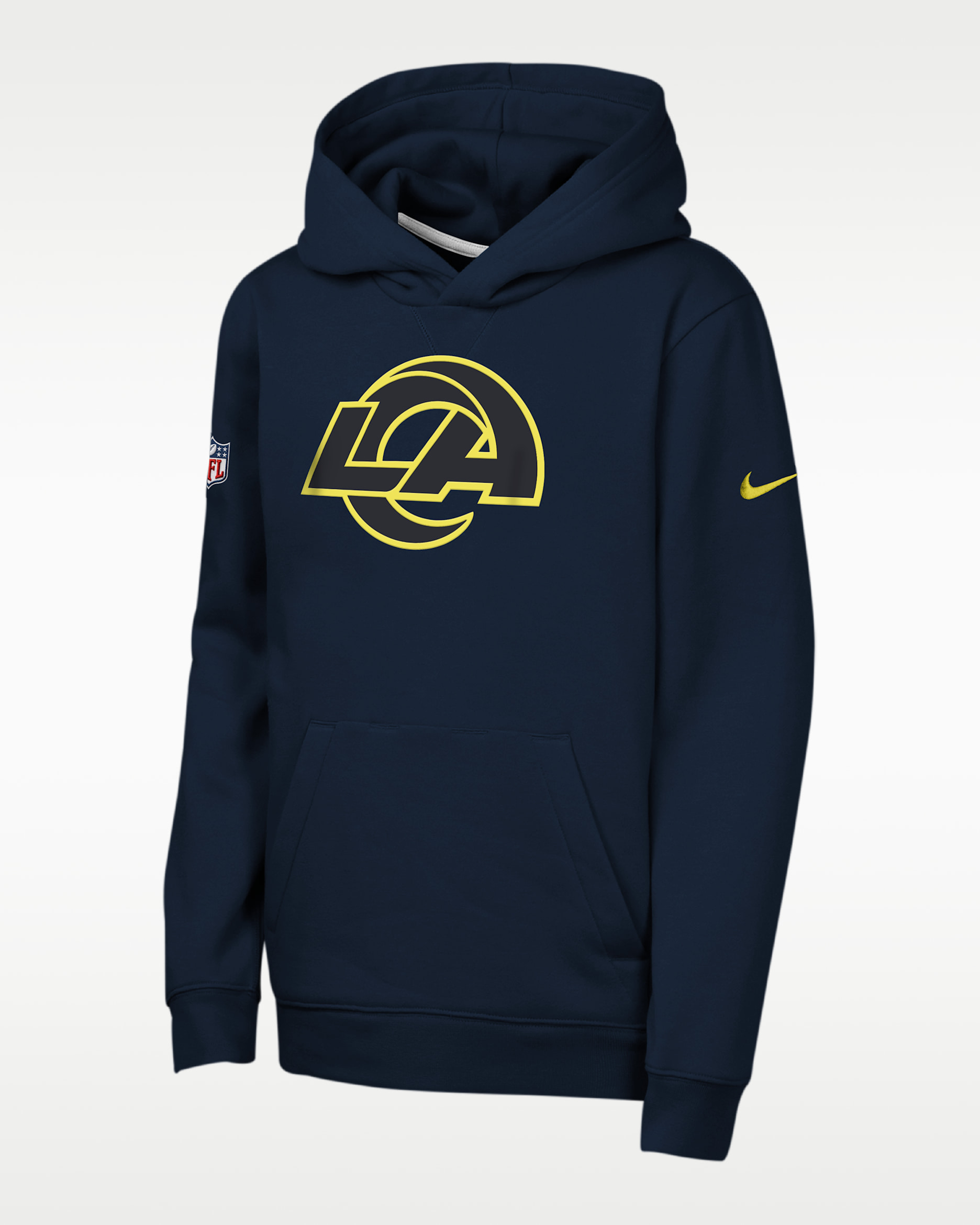 Sudadera con gorro sin cierre Nike de la NFL para niños talla grande Los Angeles Rams Rivalries Collection Sideline Club - Azul oscuro