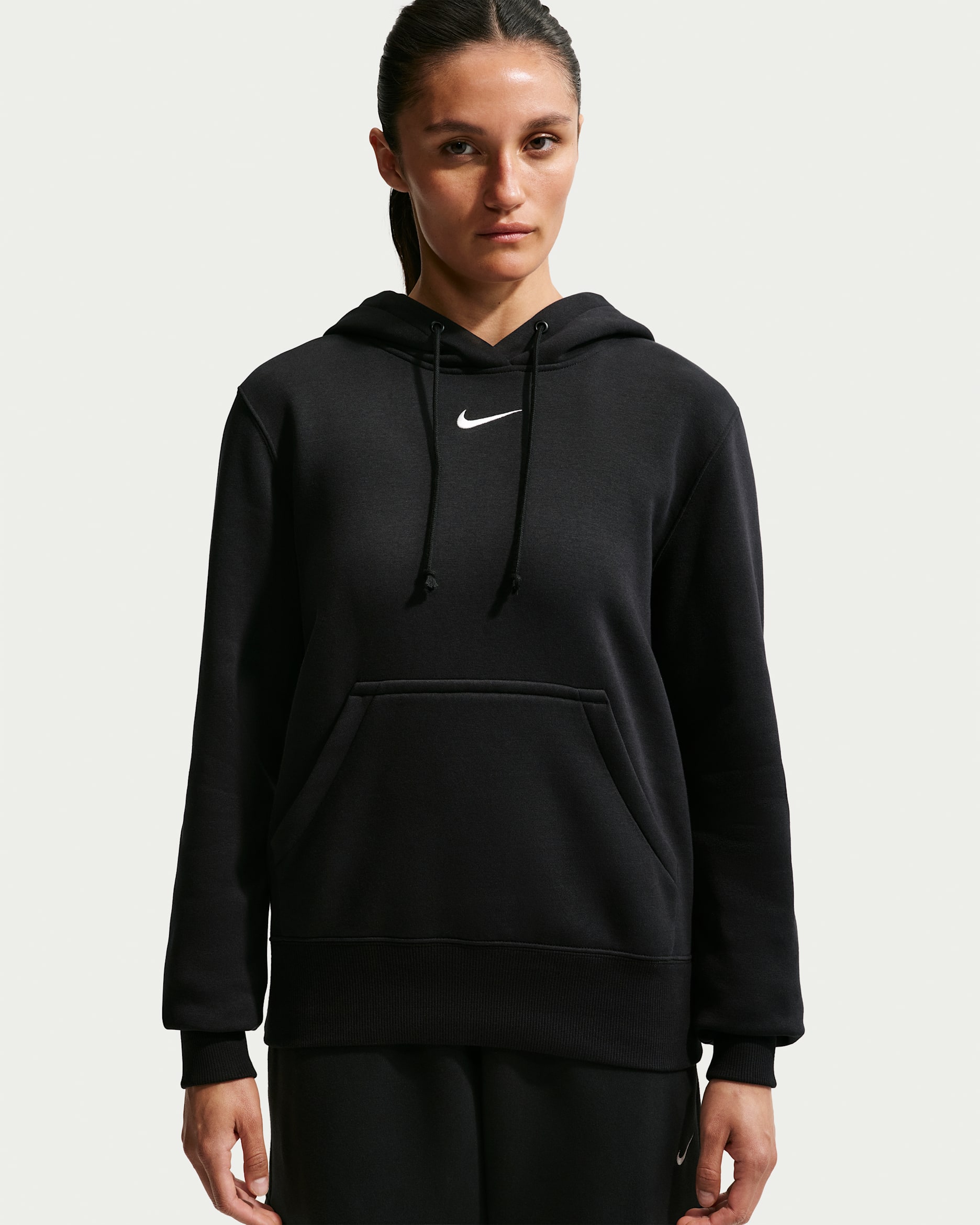 Damska bluza z kapturem Nike Sportswear Phoenix Fleece - Czerń/Sail