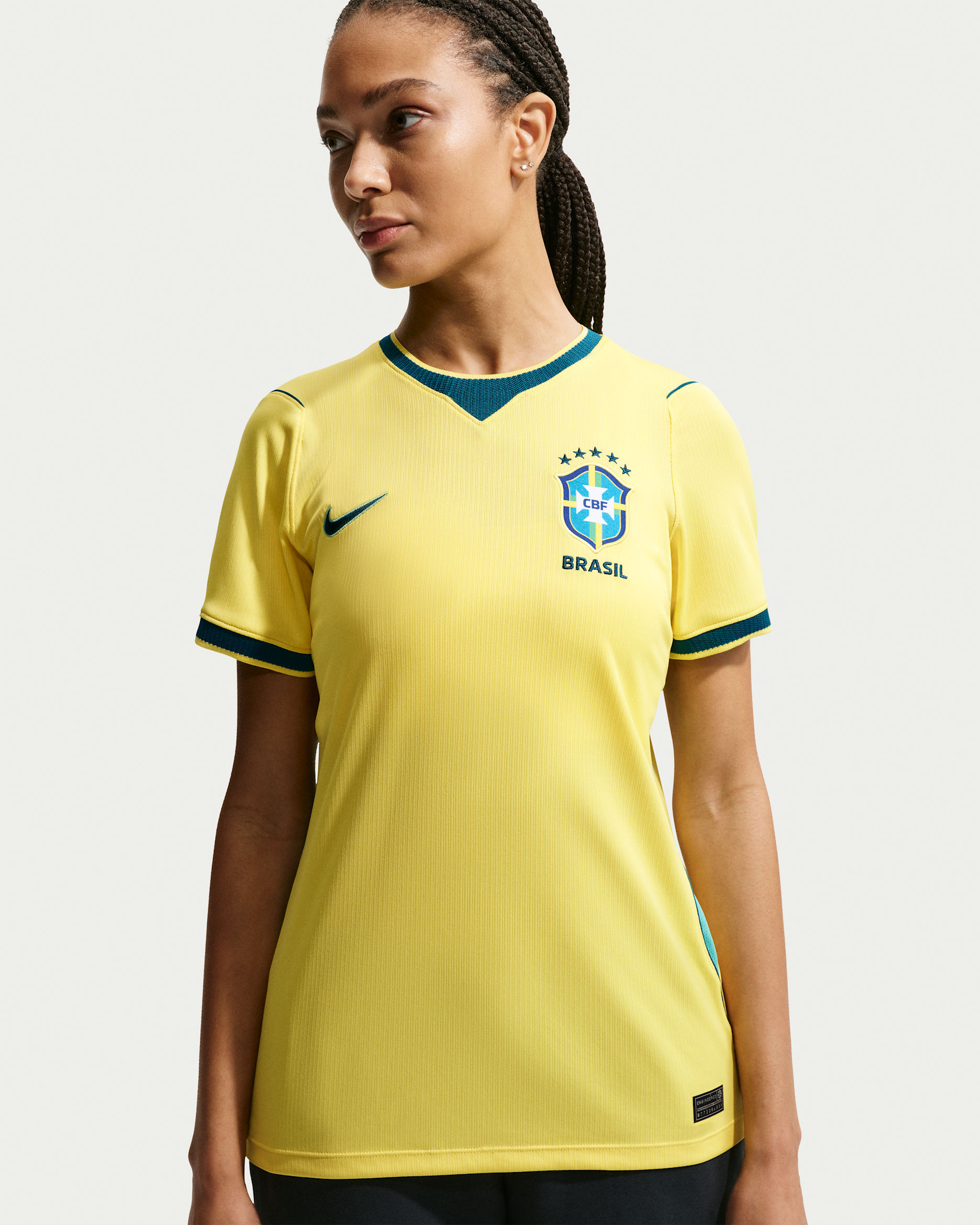 Maillot de foot Replica Nike Dri-FIT Brésil 2026 Stadium Domicile pour femme - Canary/Light Menta/Geode Teal