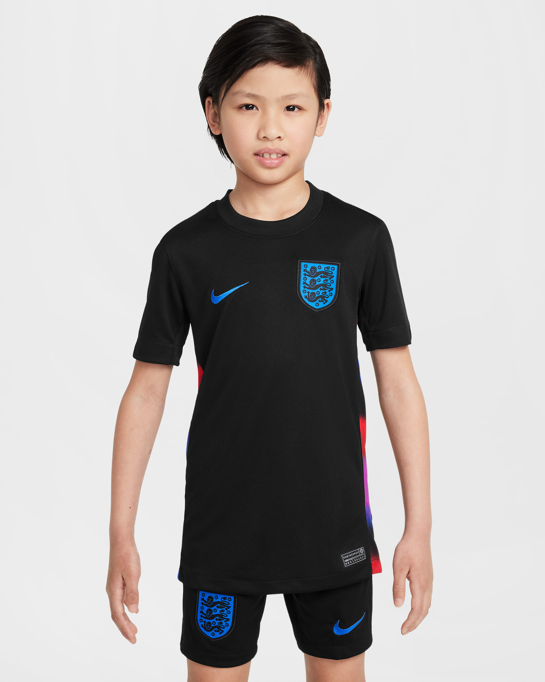 England 2025 Stadium Away (Women's Team) Older Kids' Nike Dri-FIT Football Replica Shirt - Black/Light Photo Blue