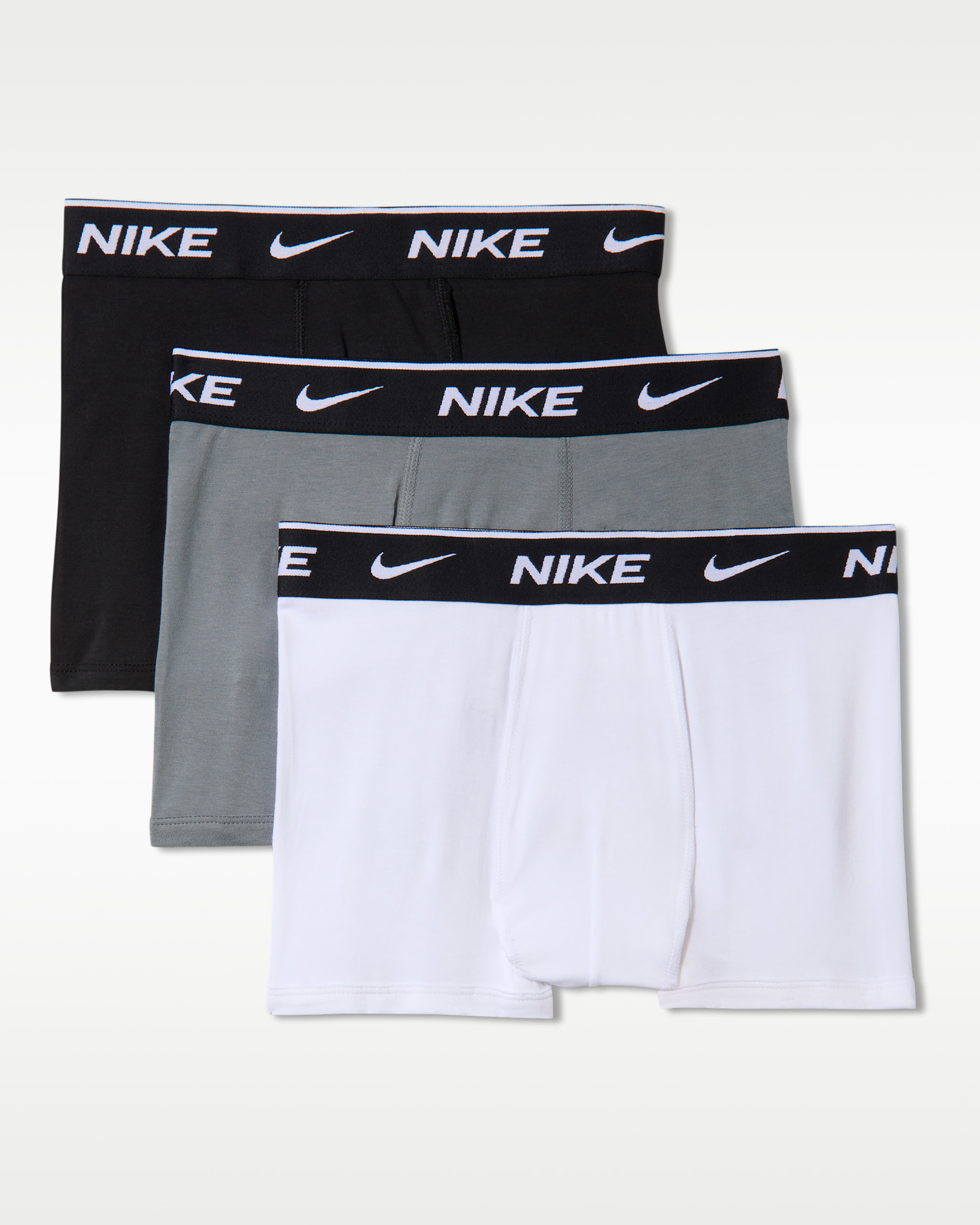 Boxers de algodão Nike Dri-FIT Everyday Solid Júnior (conjunto de 3) - Preto/Branco