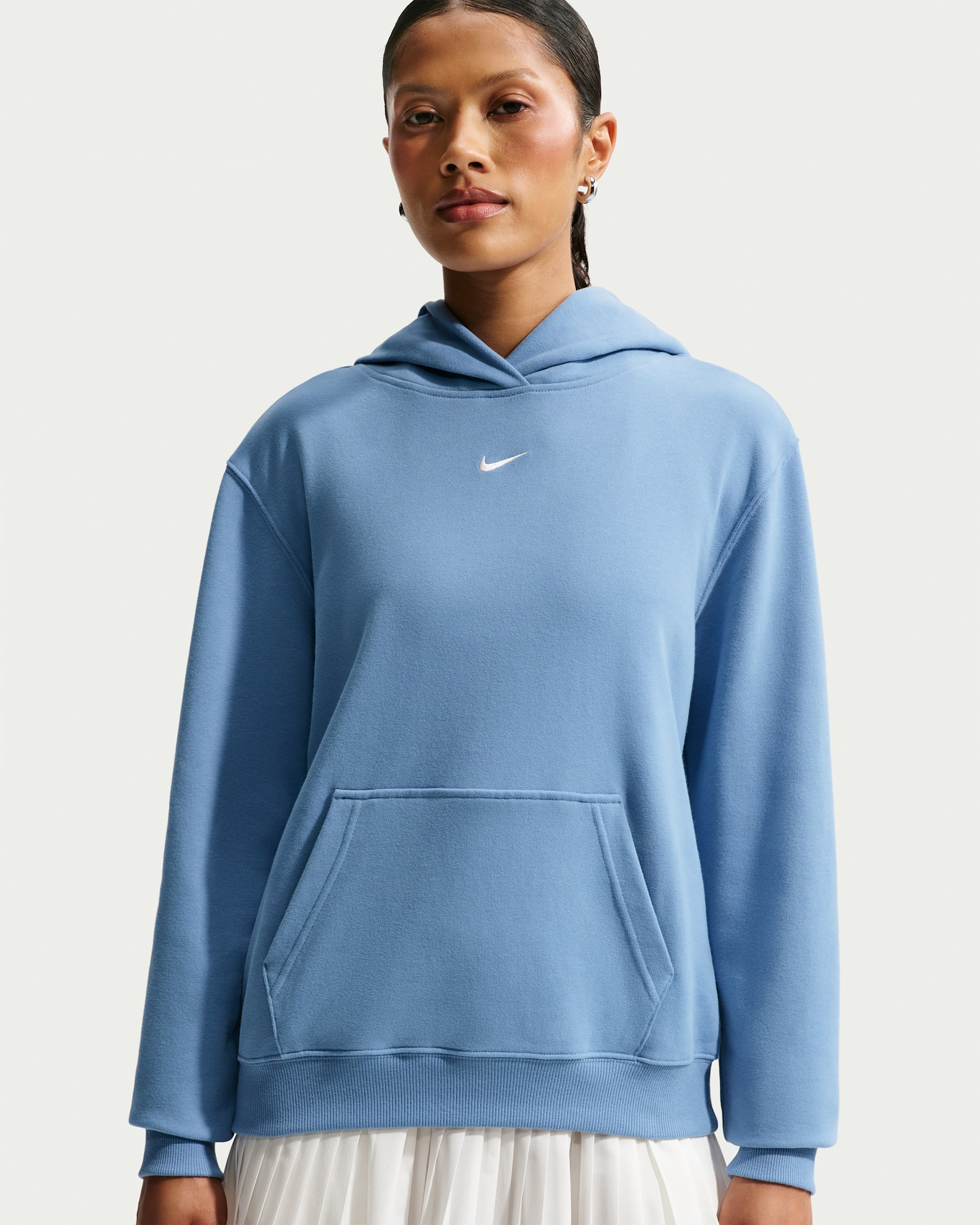 Sudadera con gorro para mujer Nike Studio Fleece Lightweight "French Terry" - Azul de trabajo/Vela