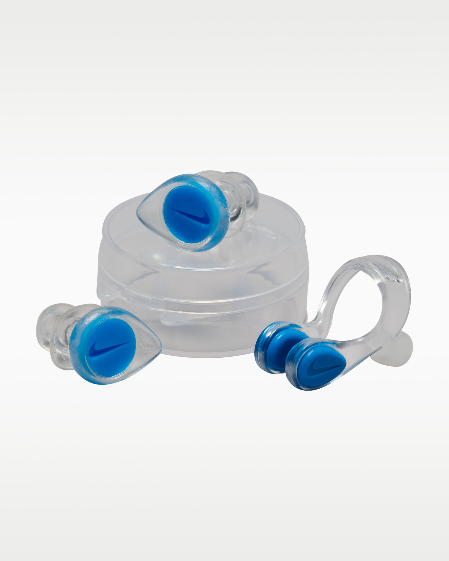Juego de tapones para los oídos y pinza para la nariz Nike Swim - Transparente/Azul foto/Azul foto