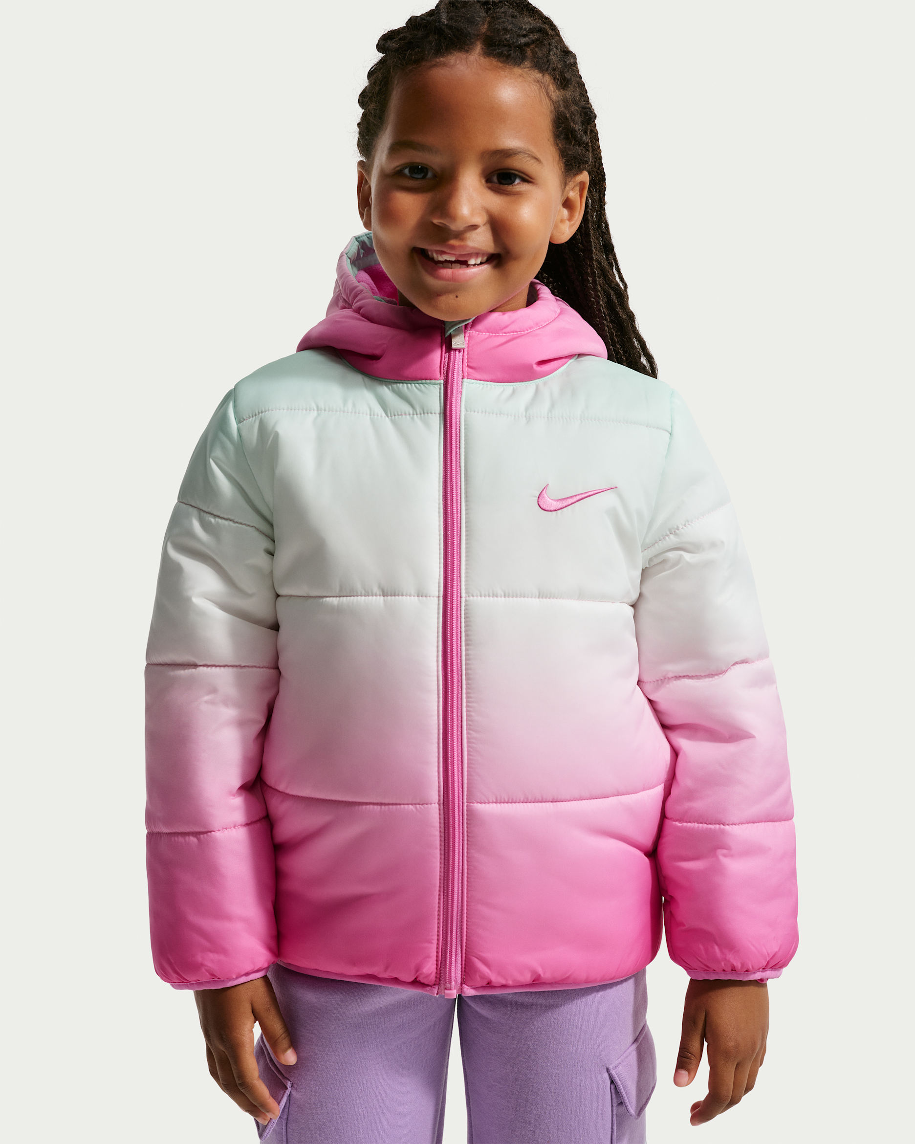 Nike Essentials Little Kids' Heavyweight Puffer Jacket - Pink/Sail/Arctic Green