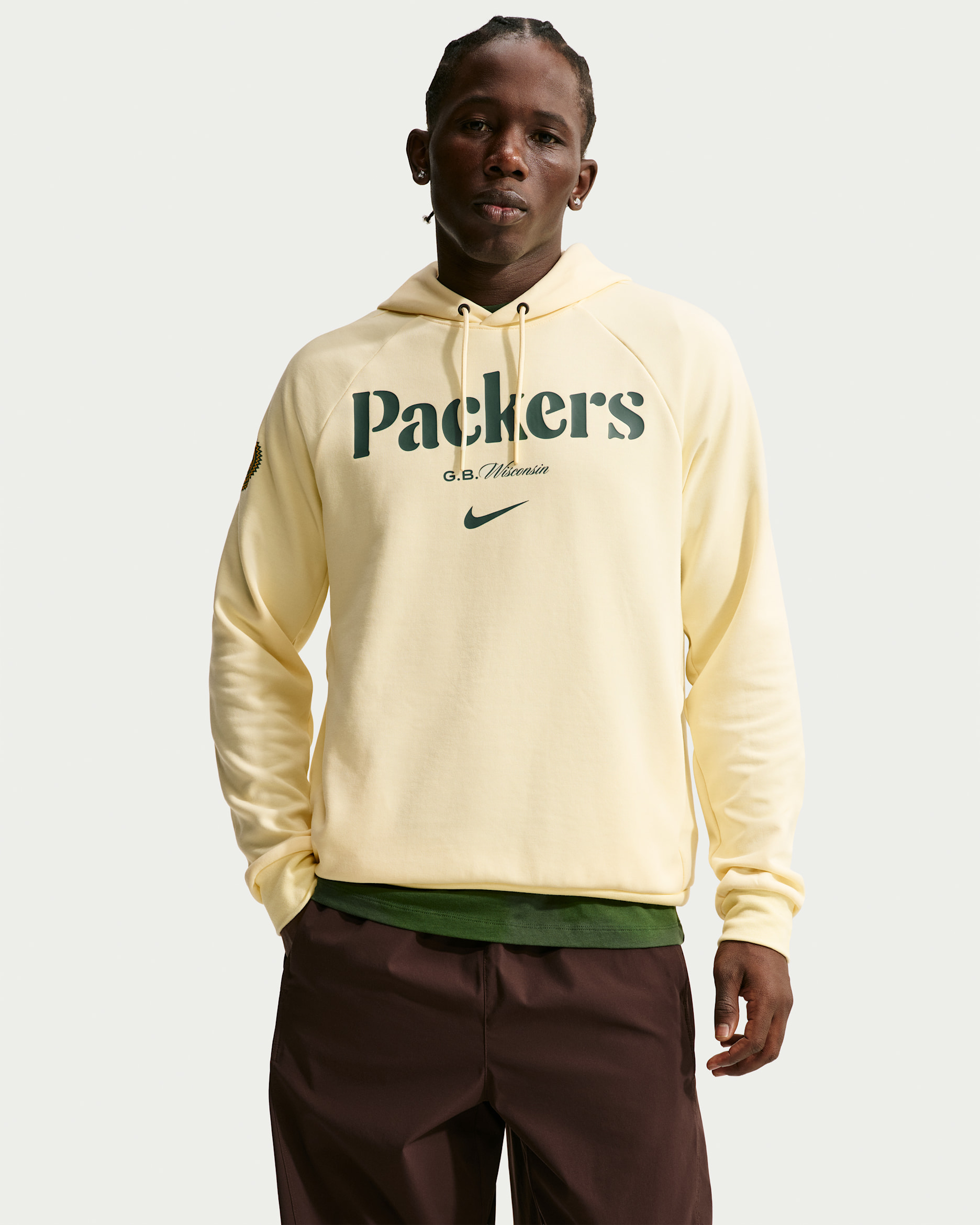 Green Bay Packers Rivalries Collection Primary Men's Nike Dri-FIT NFL Pullover Hoodie - Vintage Green