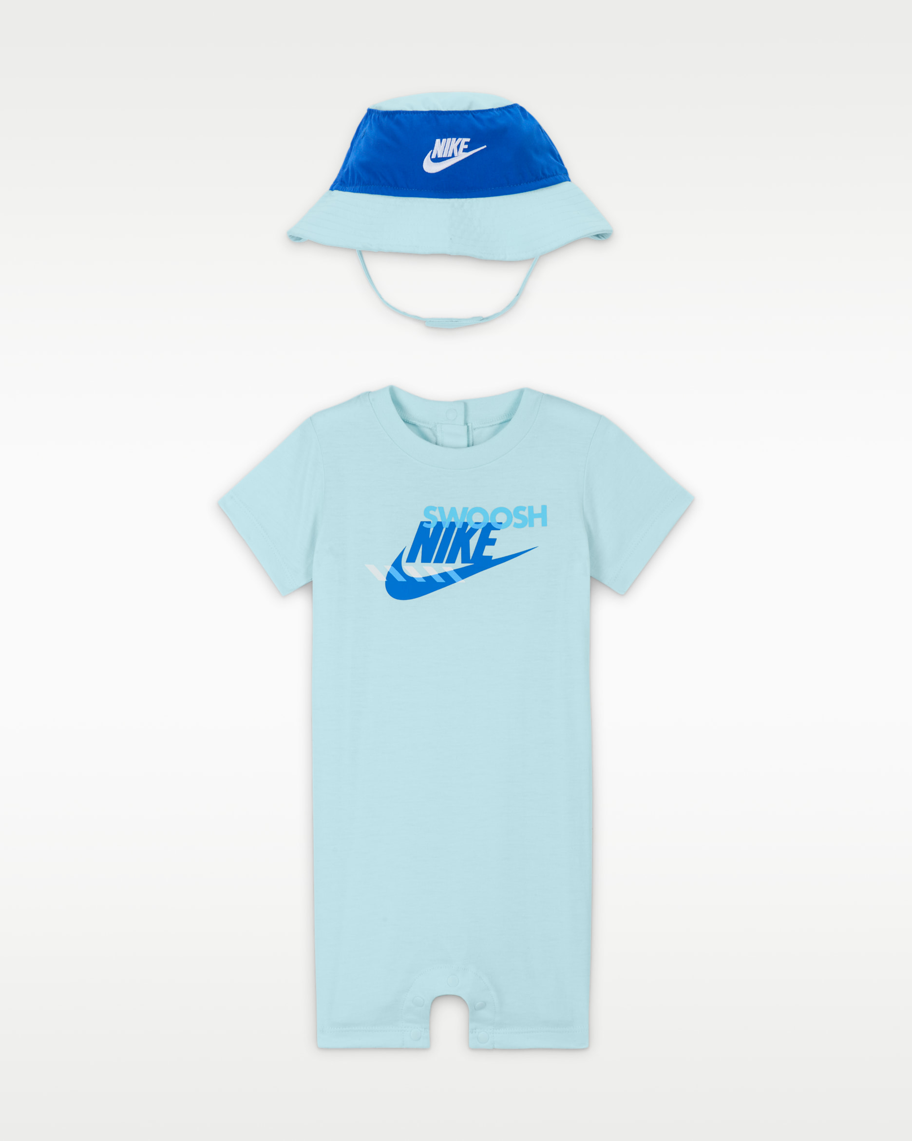 Zestaw rampers i kapelusz dla niemowląt Nike Sportswear PE (12–24 M) - Glacier Blue