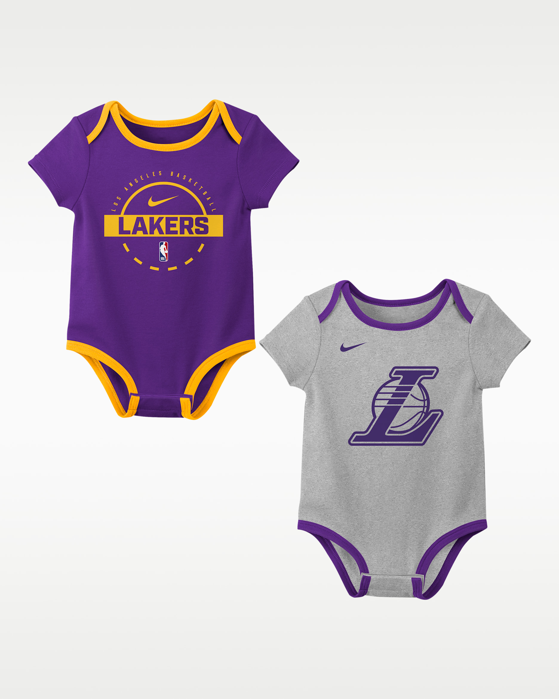 Los Angeles Lakers Baby NBA Bodysuits (2-Pack) - Field Purple/Grey Heather