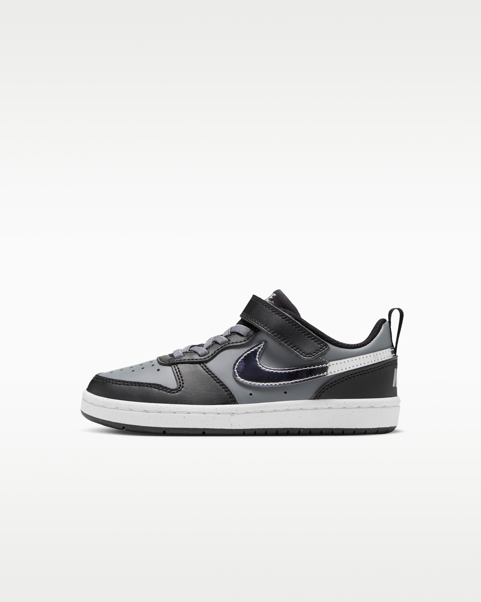 Nike Court Borough Low Younger Kids' Shoes - Black/Smoke Grey/Metallic Silver