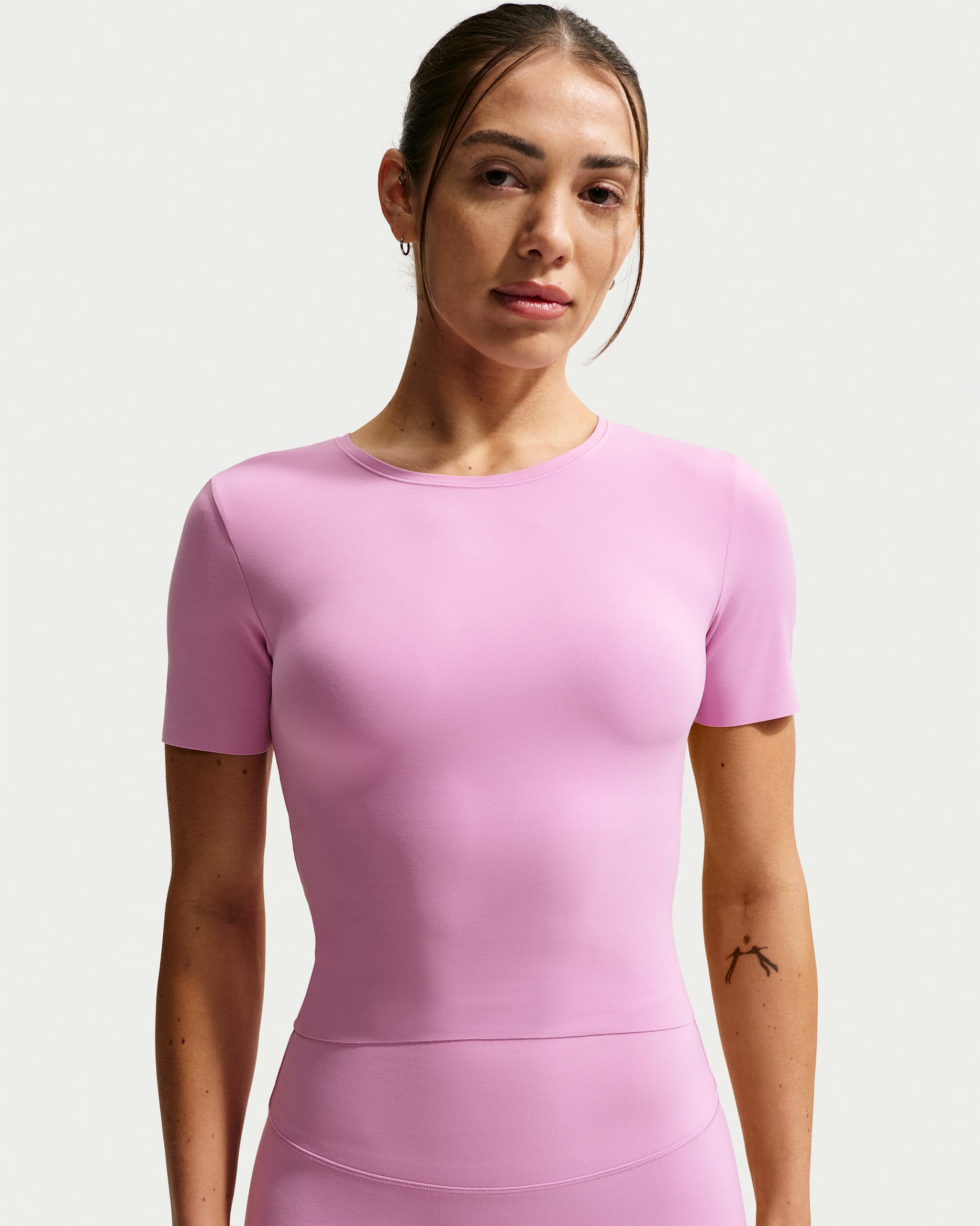 Nike Zenvy Women's Dri-FIT Short-Sleeve Top - Light Magenta/White