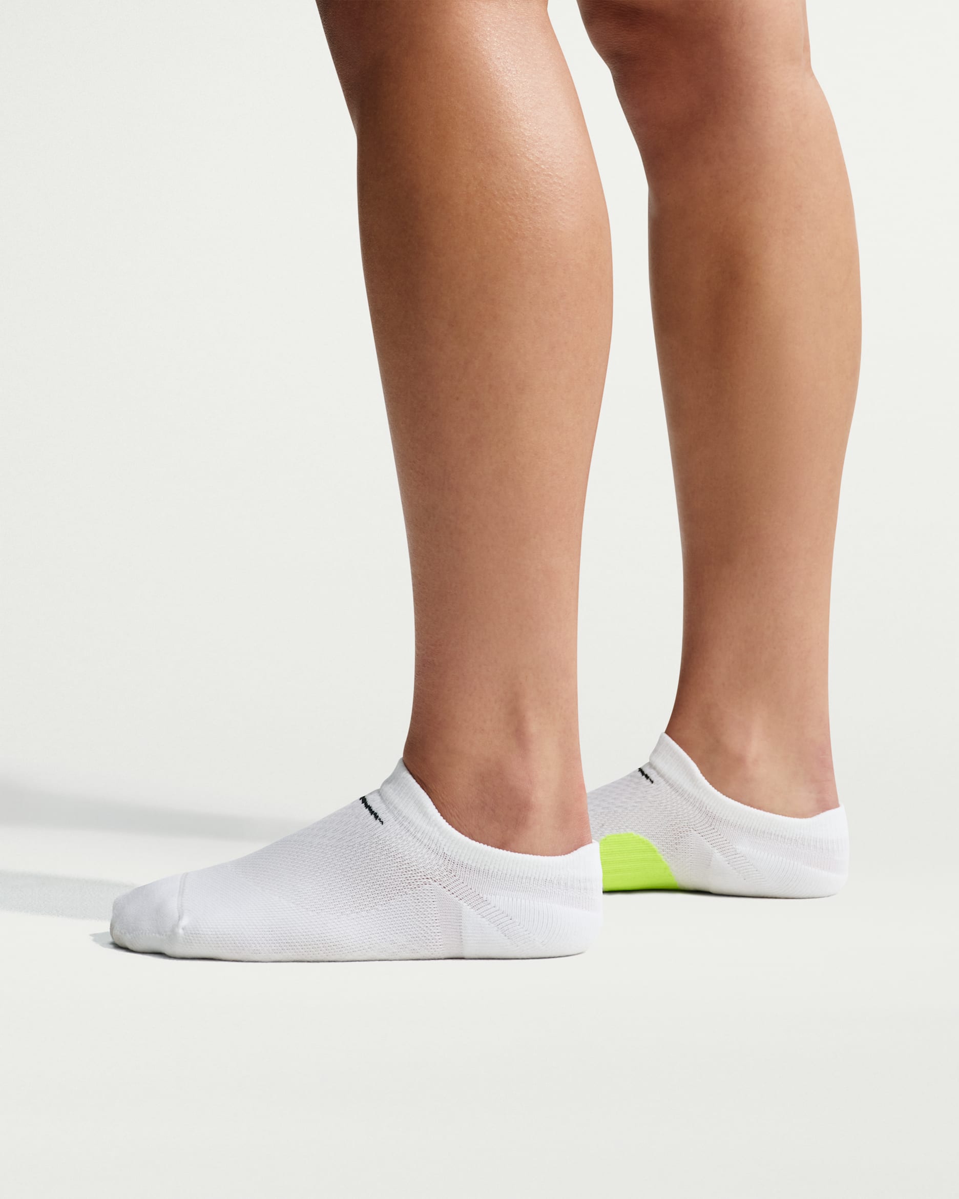 Calcetines invisibles de correr (1 par) Nike Run Midweight - Blanco/Volt/Negro