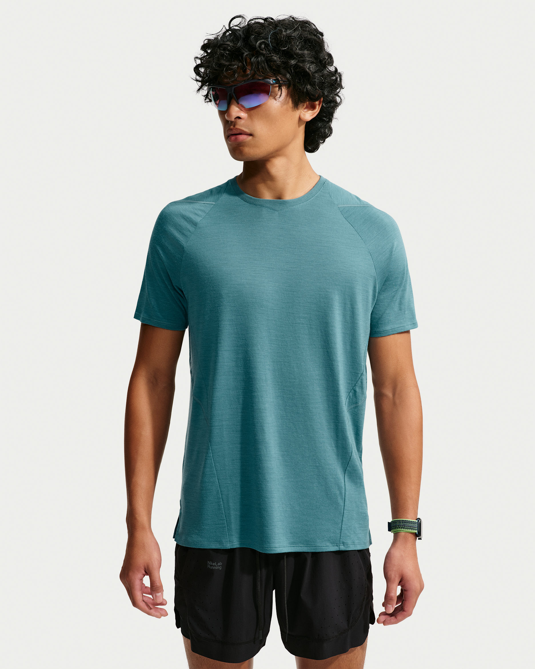 NikeLab | Running Men's Wool-Blend Short-Sleeve Top - Smokey Blue/New Slate/Smokey Blue