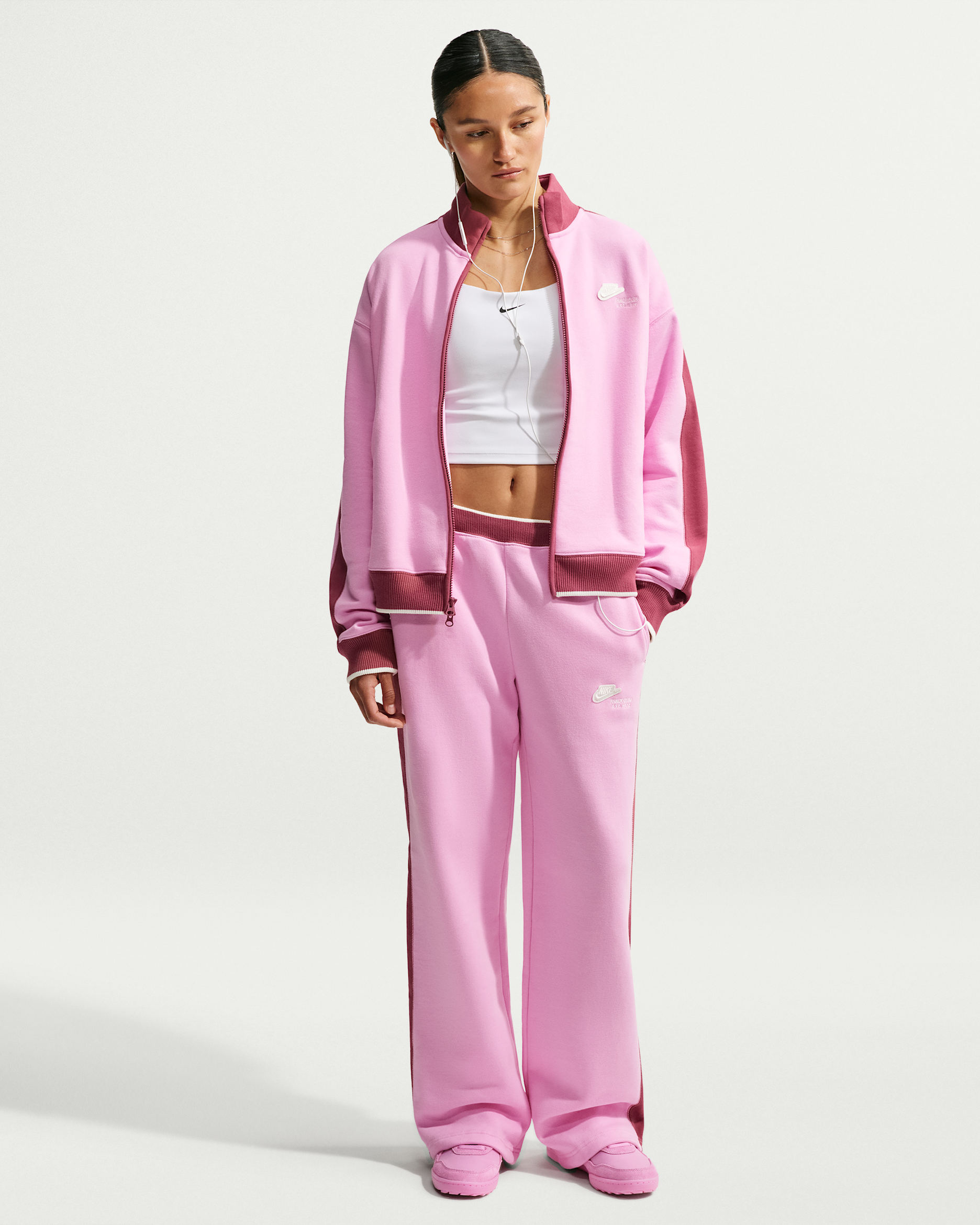 Nike Studio Fleece Medium Weight Women's Mid-Rise Track Pants - Pink Rise/Pink Smoke/Sail
