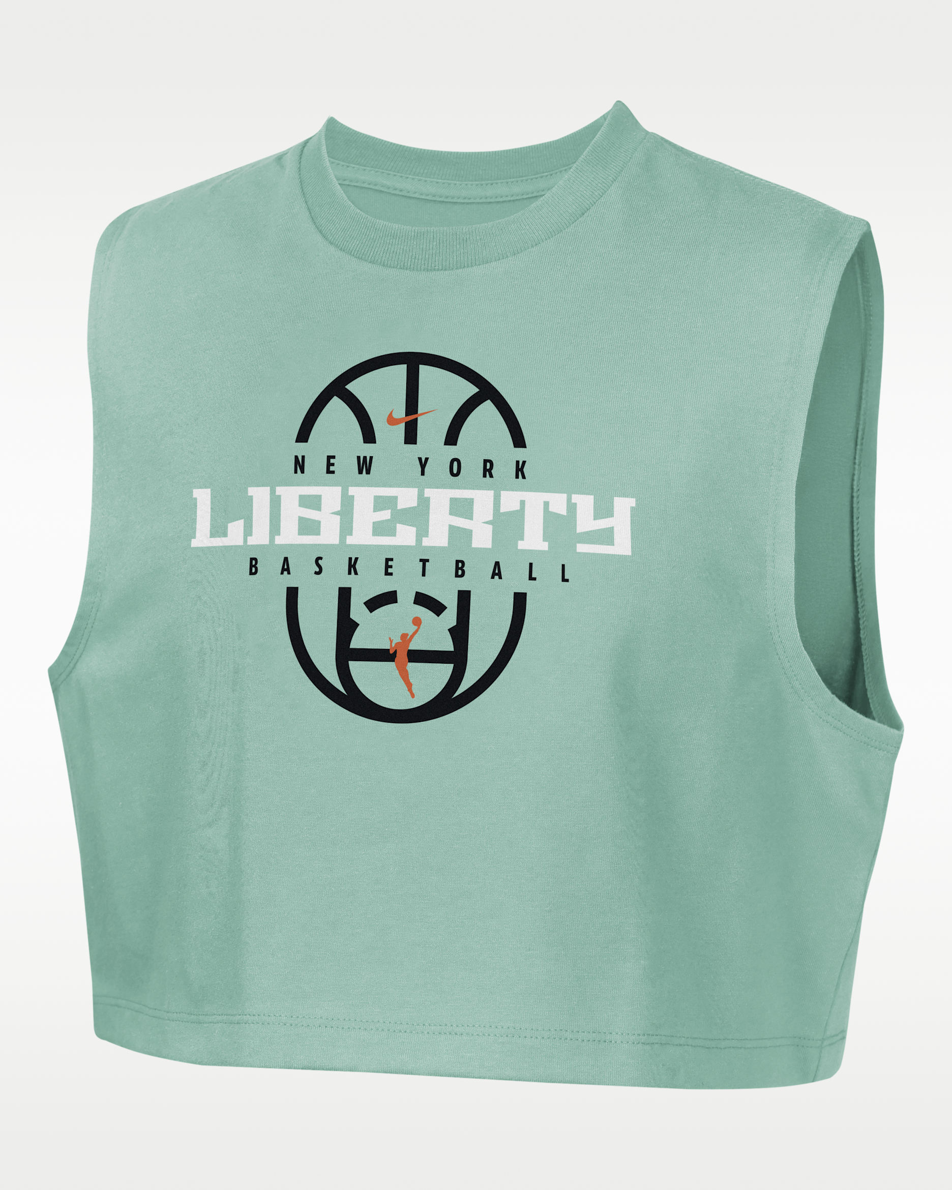 New York Liberty Nike Authentics Big Kids' (Girls') Sleeveless Cropped T-Shirt - Mint