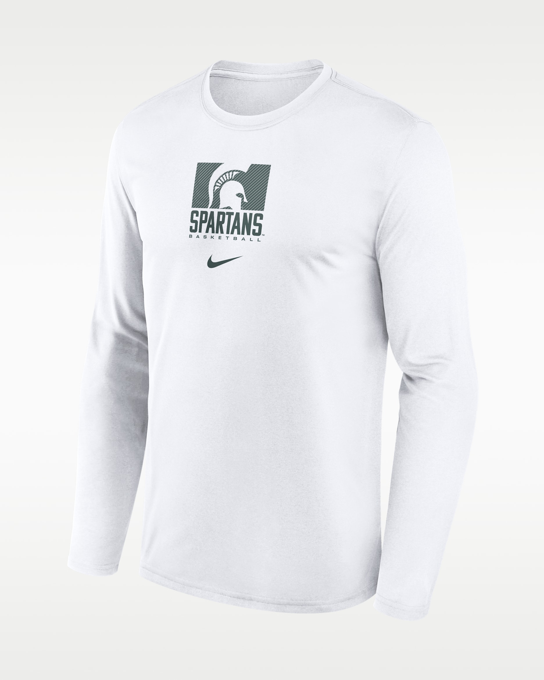 Michigan State Courtside Men's Nike Dri-FIT College Long-Sleeve T-Shirt - White