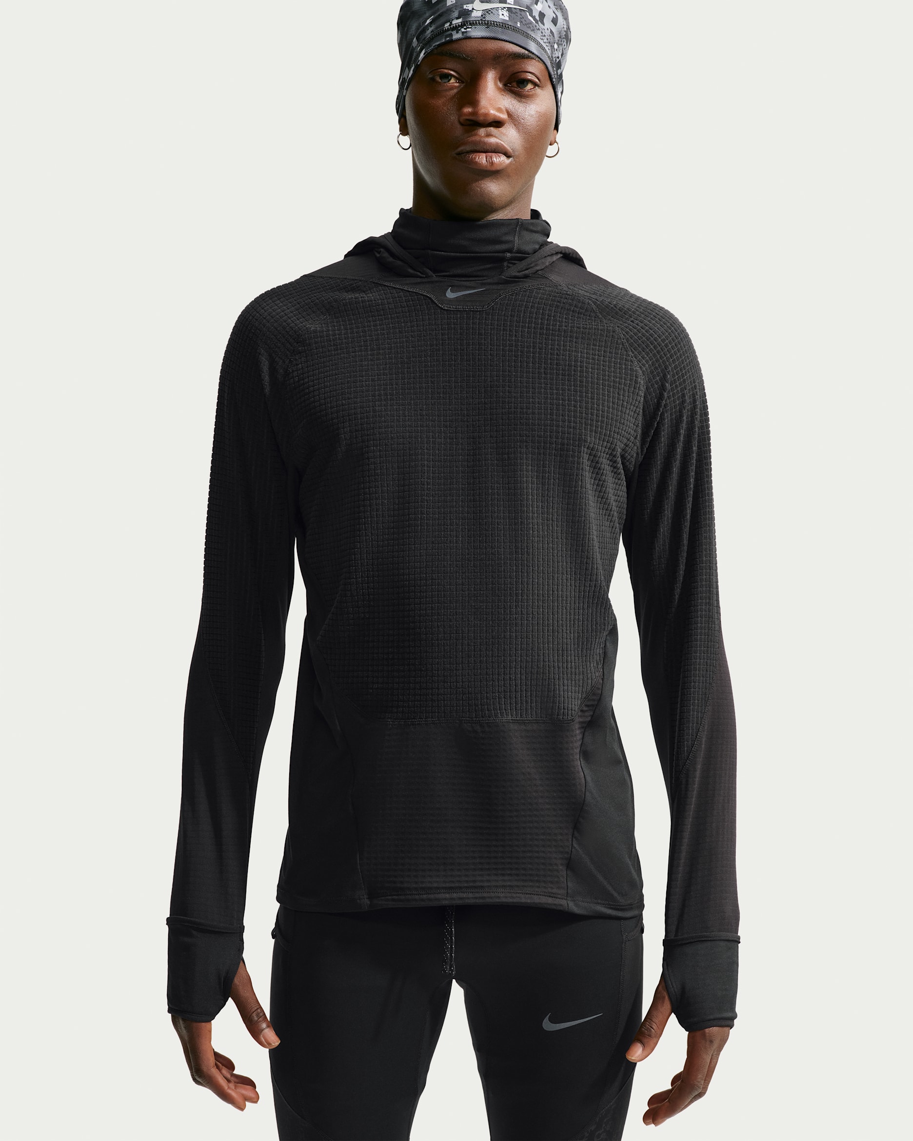 Vêtement deuxième couche de running d'hiver Therma-FIT Nike Stride pour homme - Noir/Noir/Noir