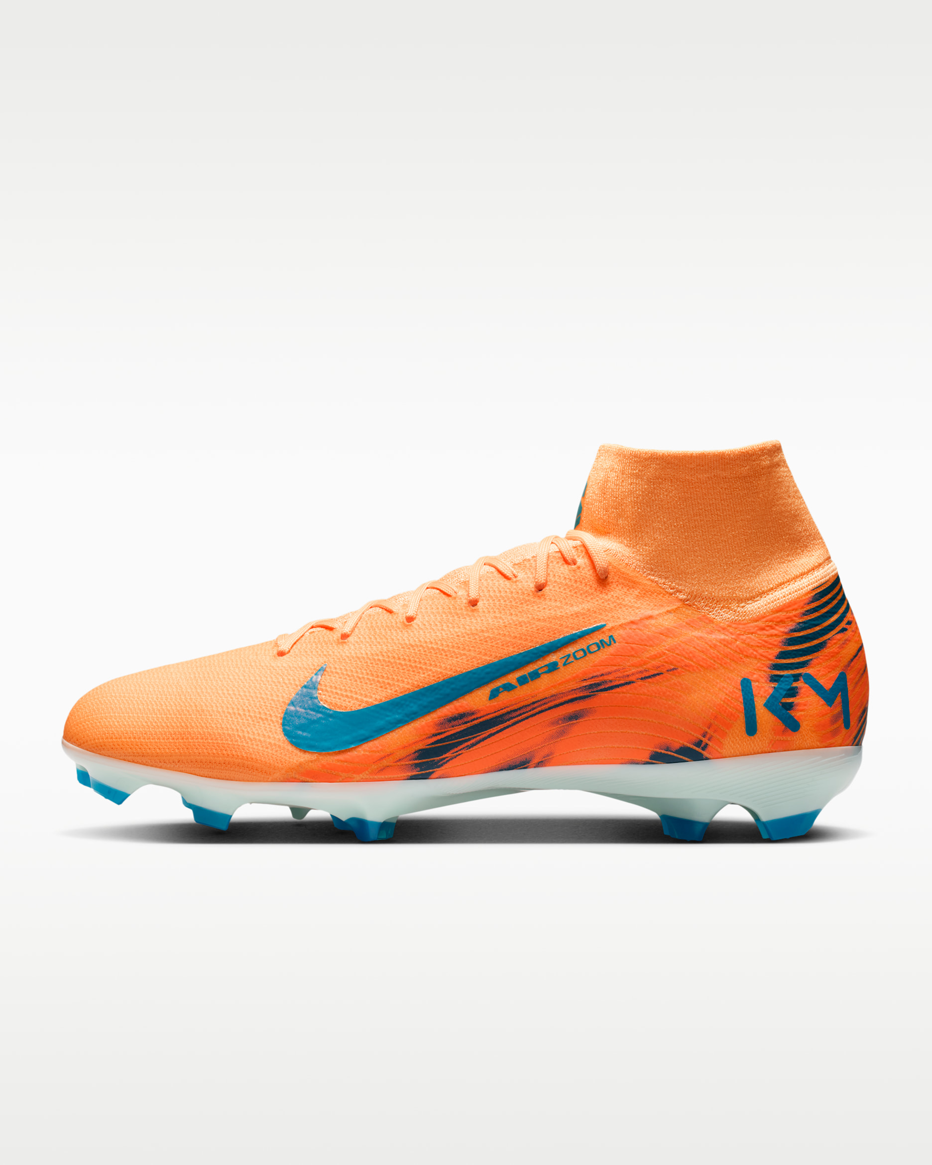 Nike Mercurial Superfly 10 Pro «Kylian Mbappé» høy fotballsko til gress - Melon Tint/Igloo/Neo Turquoise