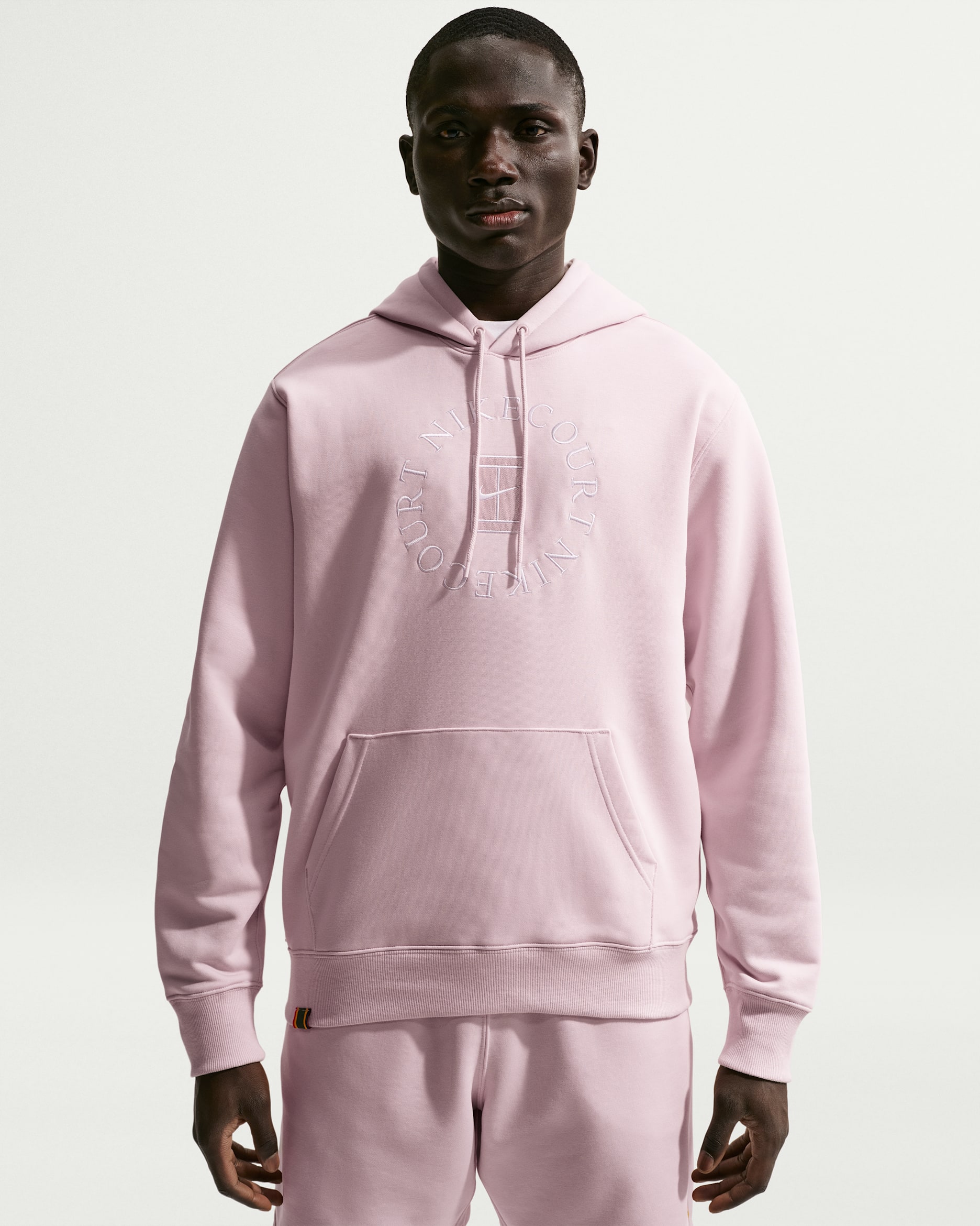 Pánská tenisová mikina Dri-FIT NikeCourt Heritage z francouzského froté s kapucí - Silt Red