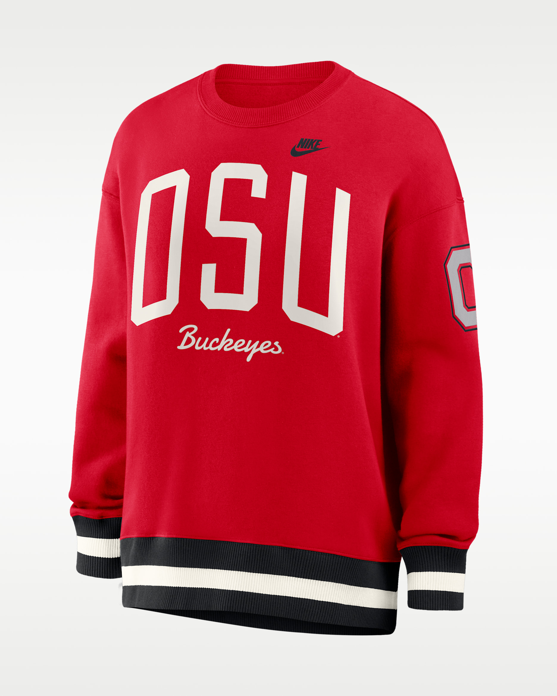Sudadera de cuello redondo sin cierre universitaria Nike para mujer Ohio State Legacy - Rojo/Negro