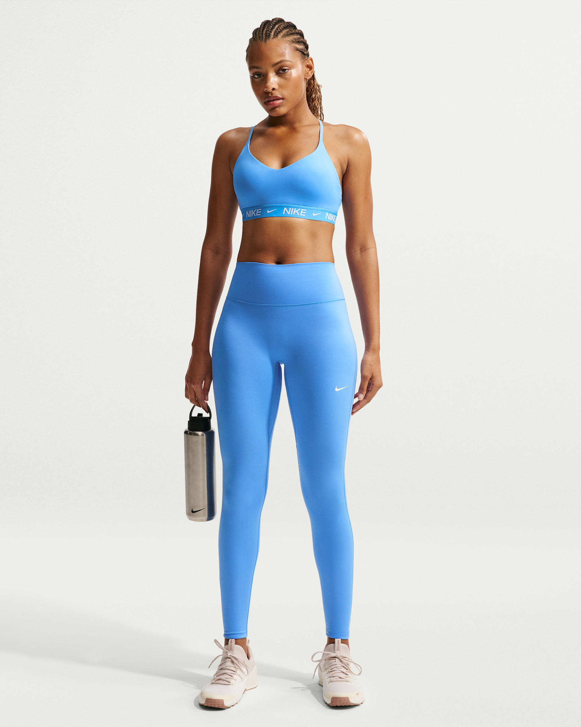 Nike One Seamless Front Women's High-Waisted Full-Length Leggings - University Blue/White