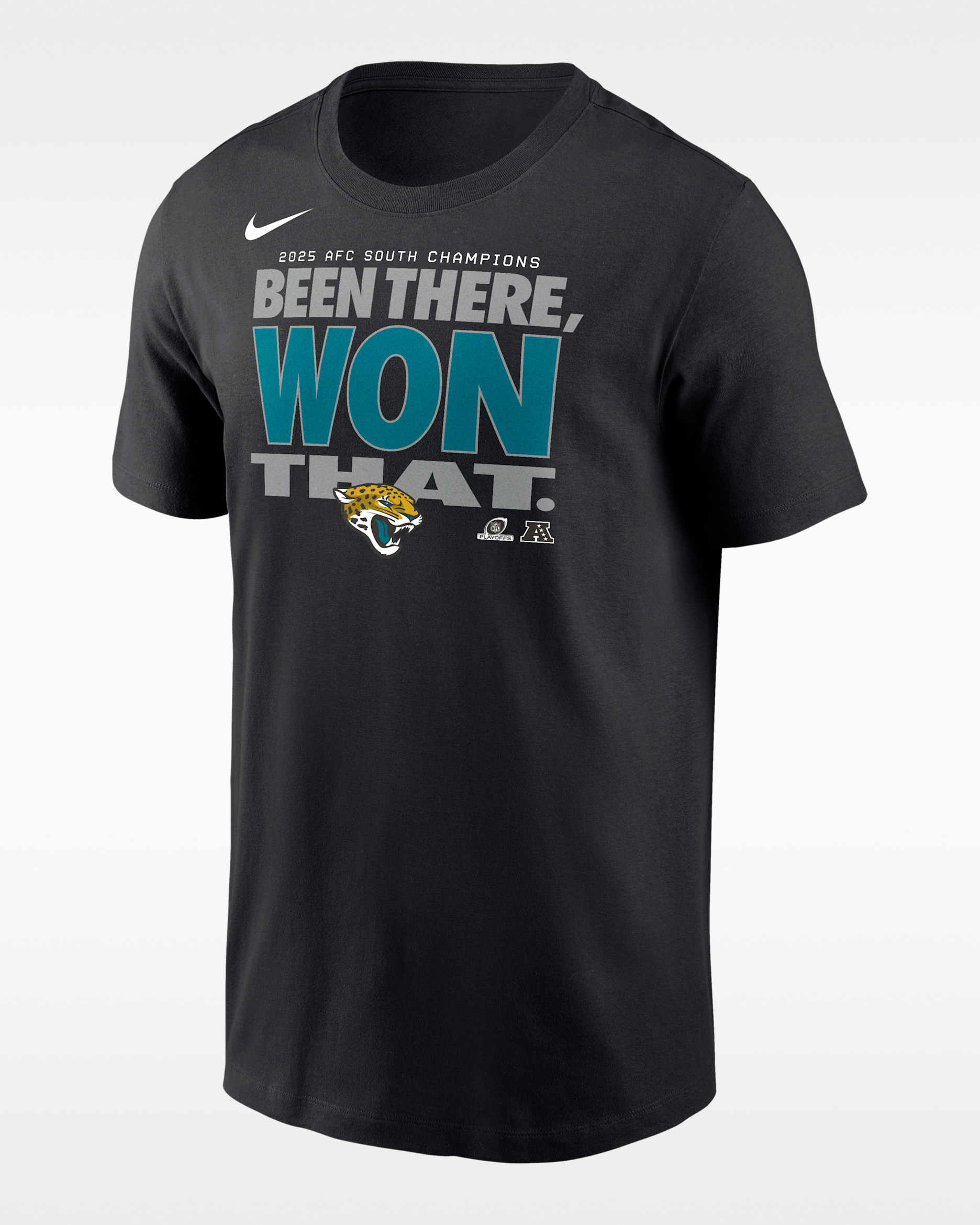 Jacksonville Jaguars 2025 AFC South Champions Trophy Collection Men's Nike NFL T-Shirt - Black