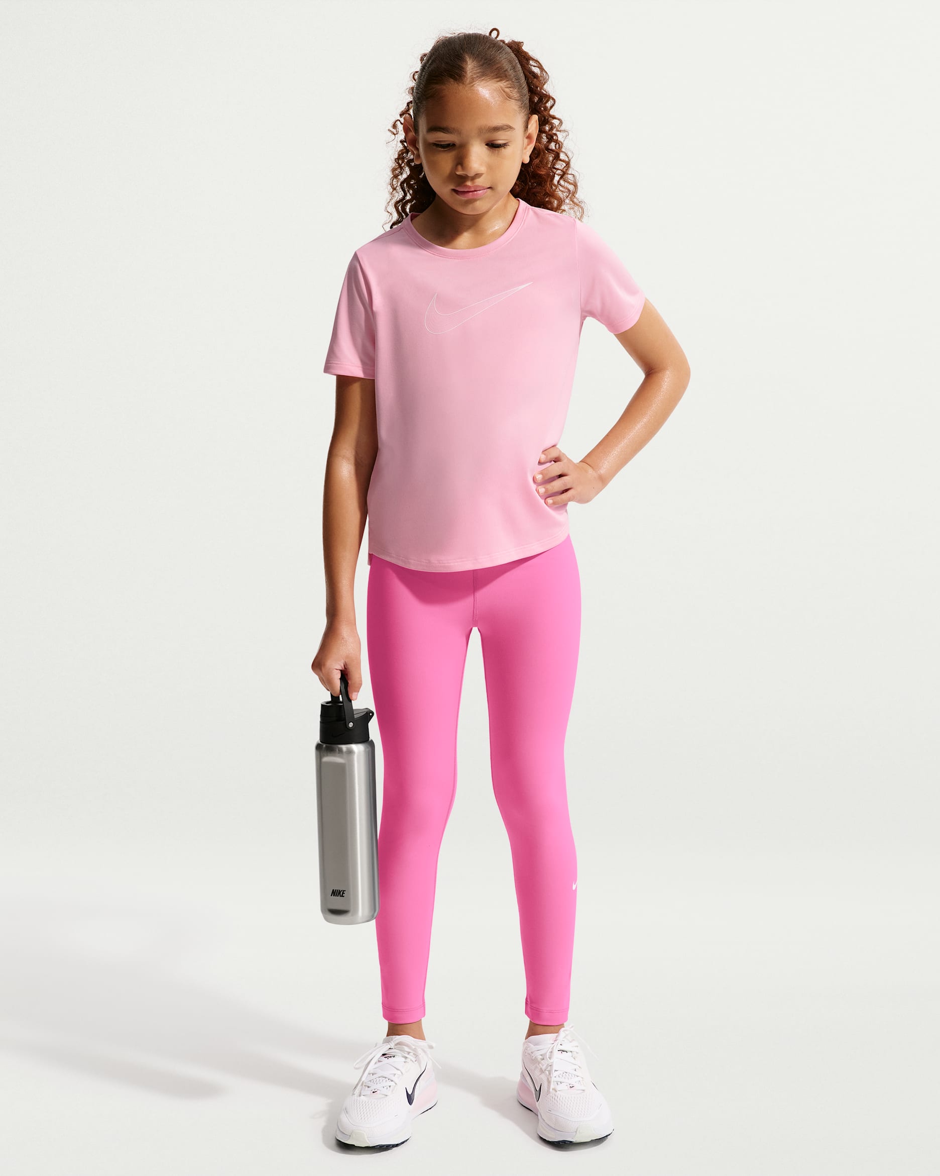 Nike One Leggings de cintura alta Dri-FIT - Nena - Playful Pink/Blanc