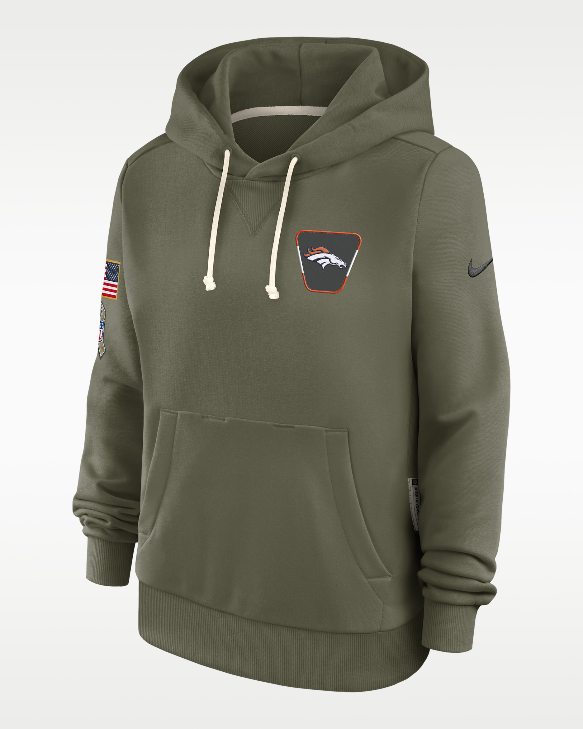 Denver Broncos Salute to Service Sideline Women's Nike Dri-FIT NFL Pullover Hoodie - Olive