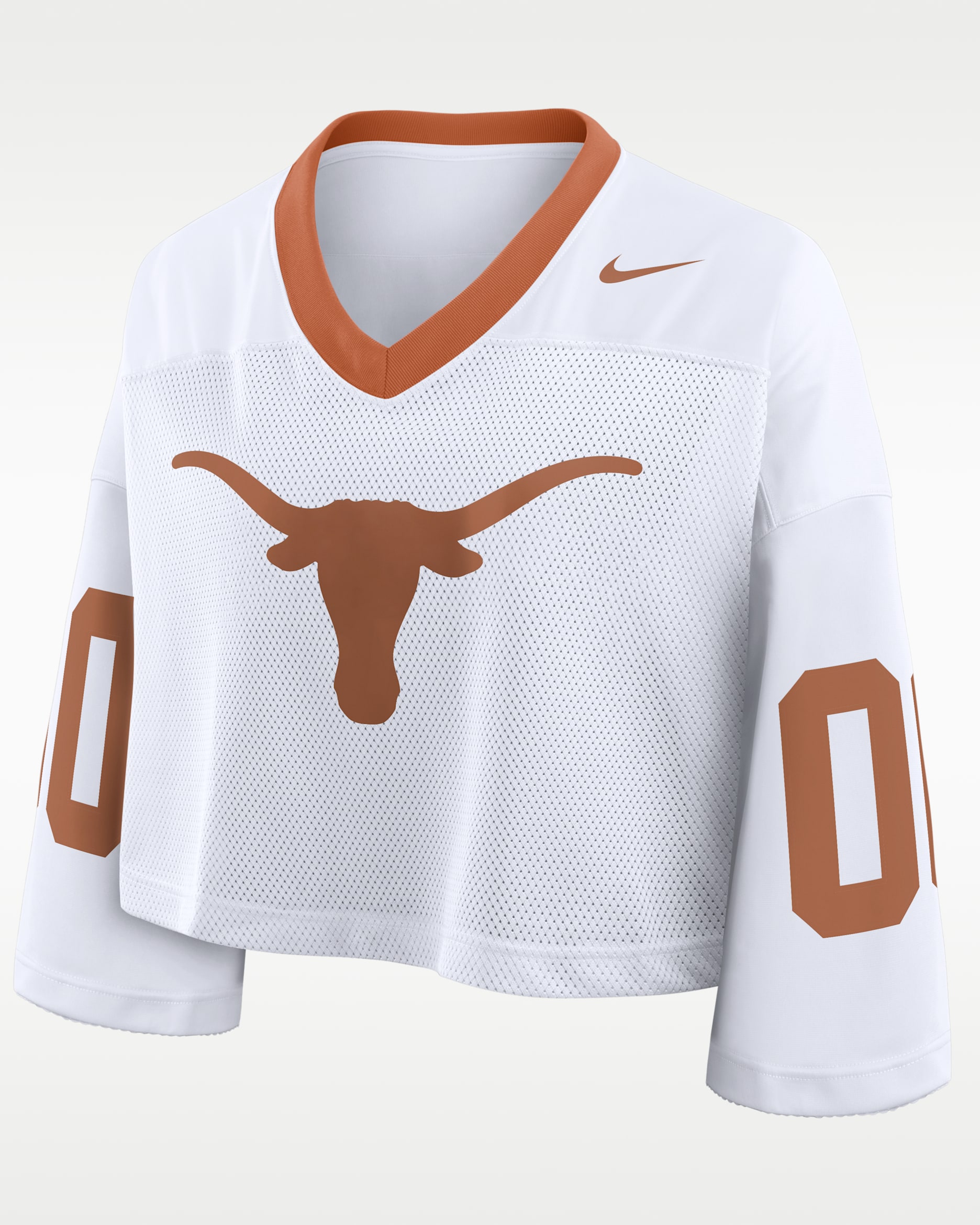 Texas Logo Women's Nike Dri-FIT College Cropped Jersey - White/Desert Orange