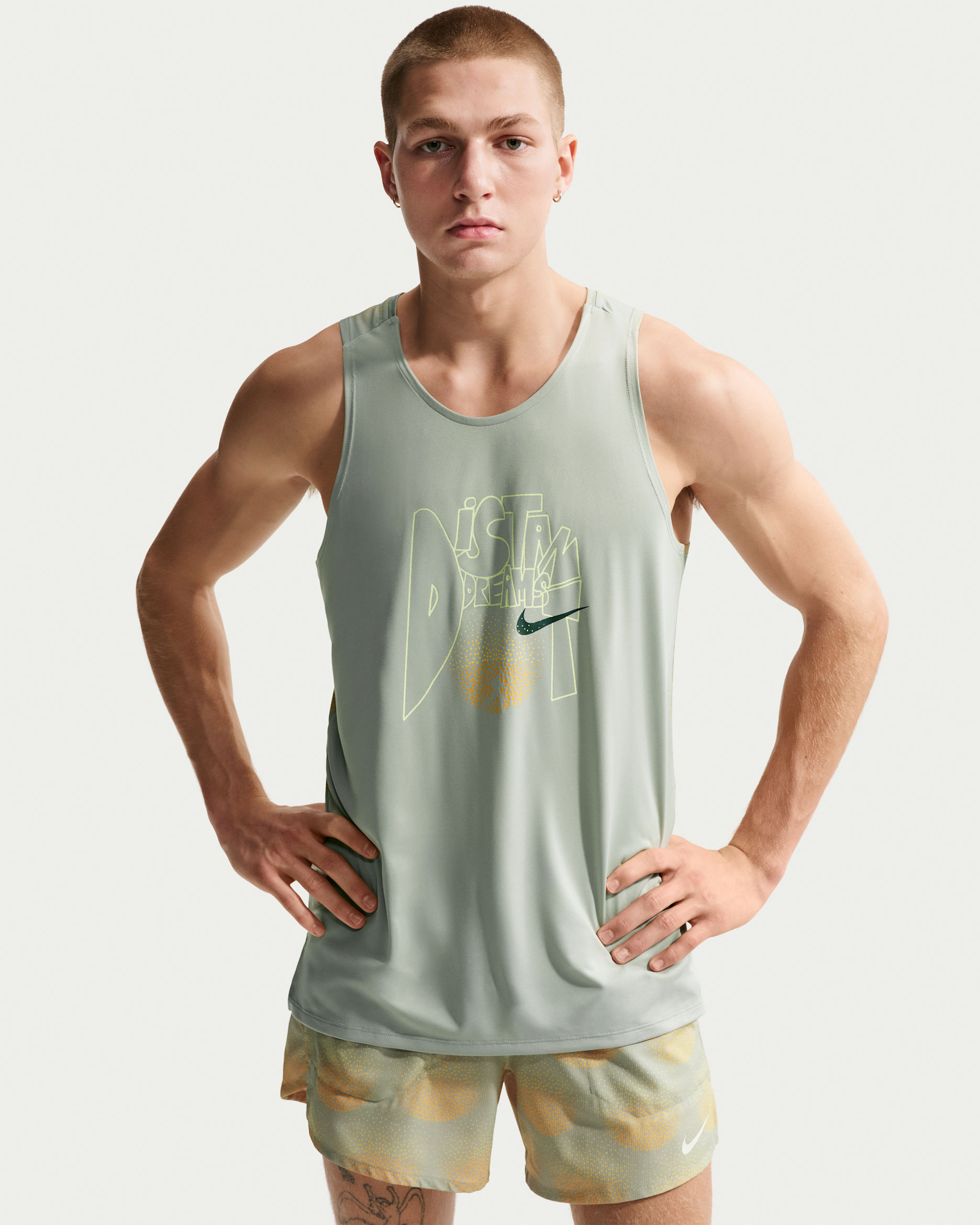 Męska koszulka bez rękawów do biegania Dri-FIT ADV Nike Stride - Jade Horizon/Linen