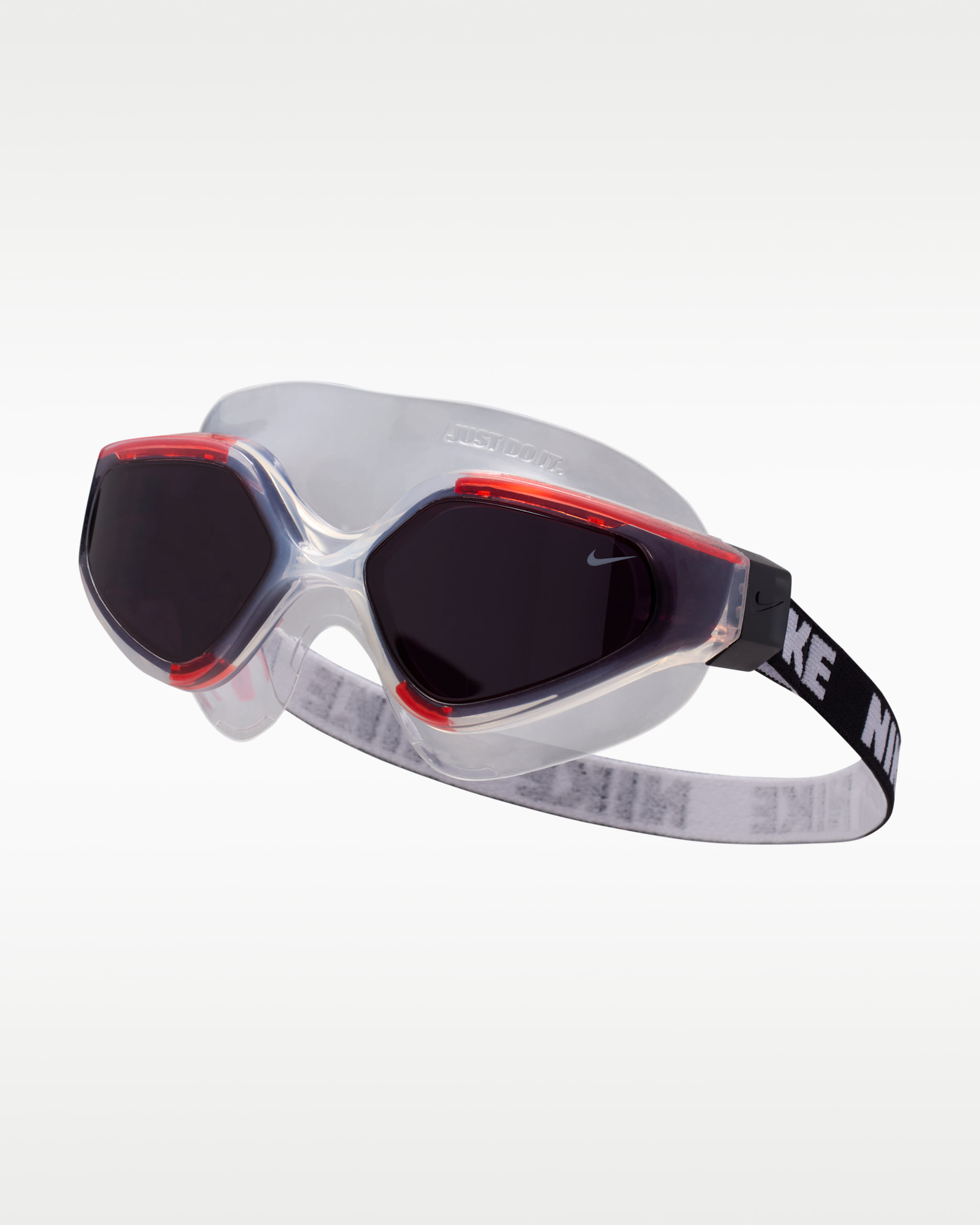 Goggles tipo máscara para natación Nike Expanse - Rojo picante/Transparente/Humo oscuro/Blanco