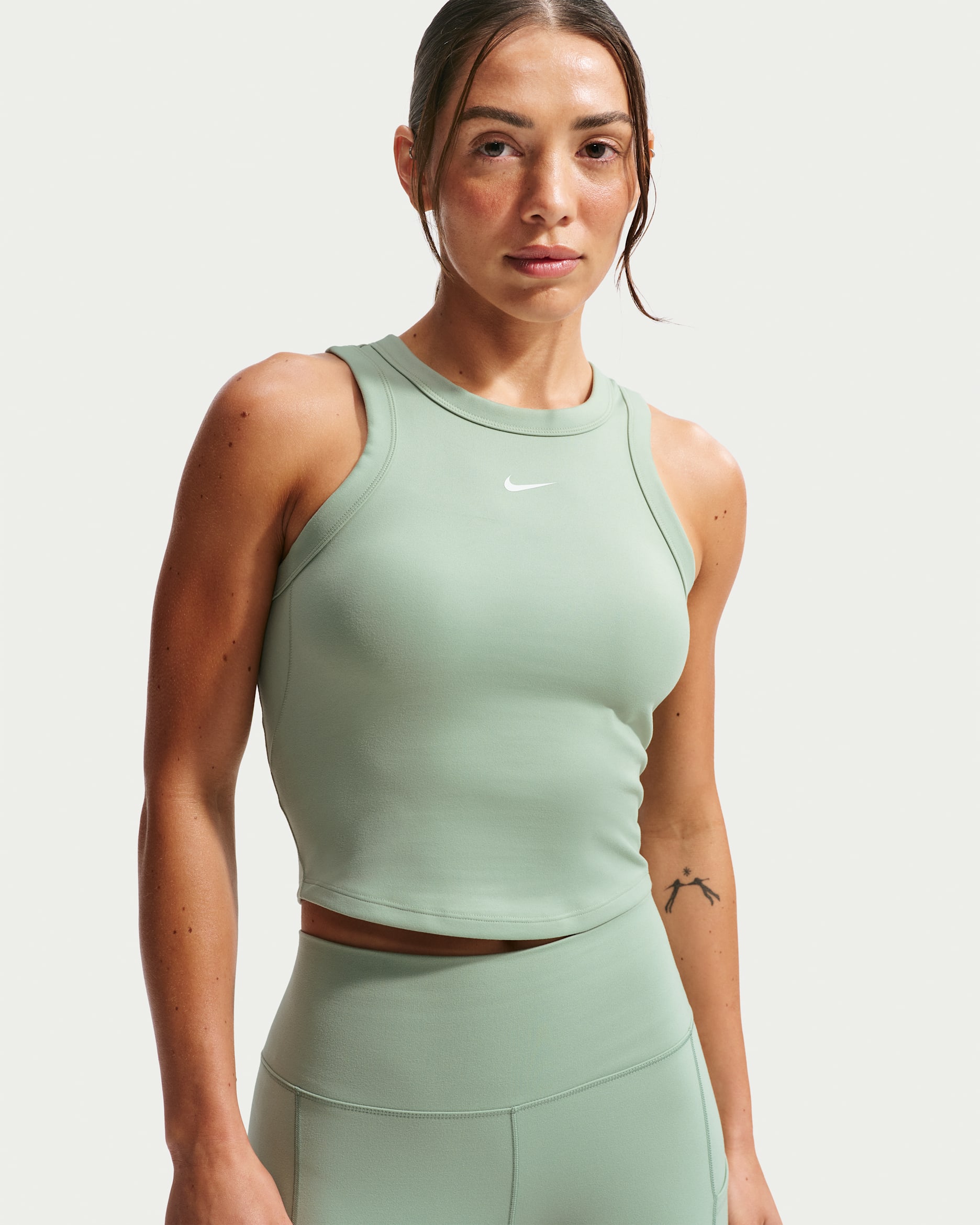 Nike One Fitted Women's Dri-FIT Cropped Tank Top - Steam/White