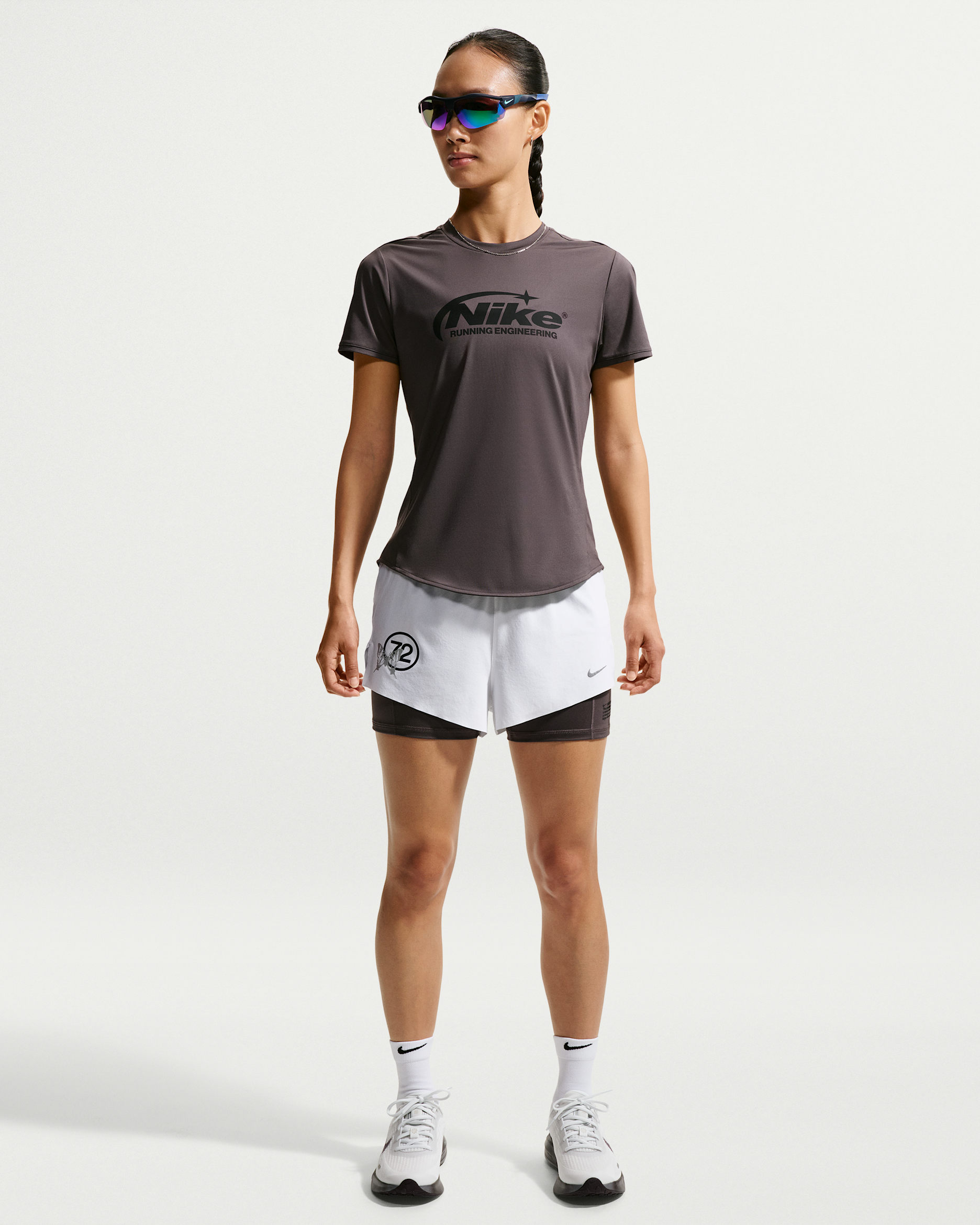 Nike Swift Women's Dri-FIT Mid-Rise 2-in-1 Running Shorts - White/Medium Ash