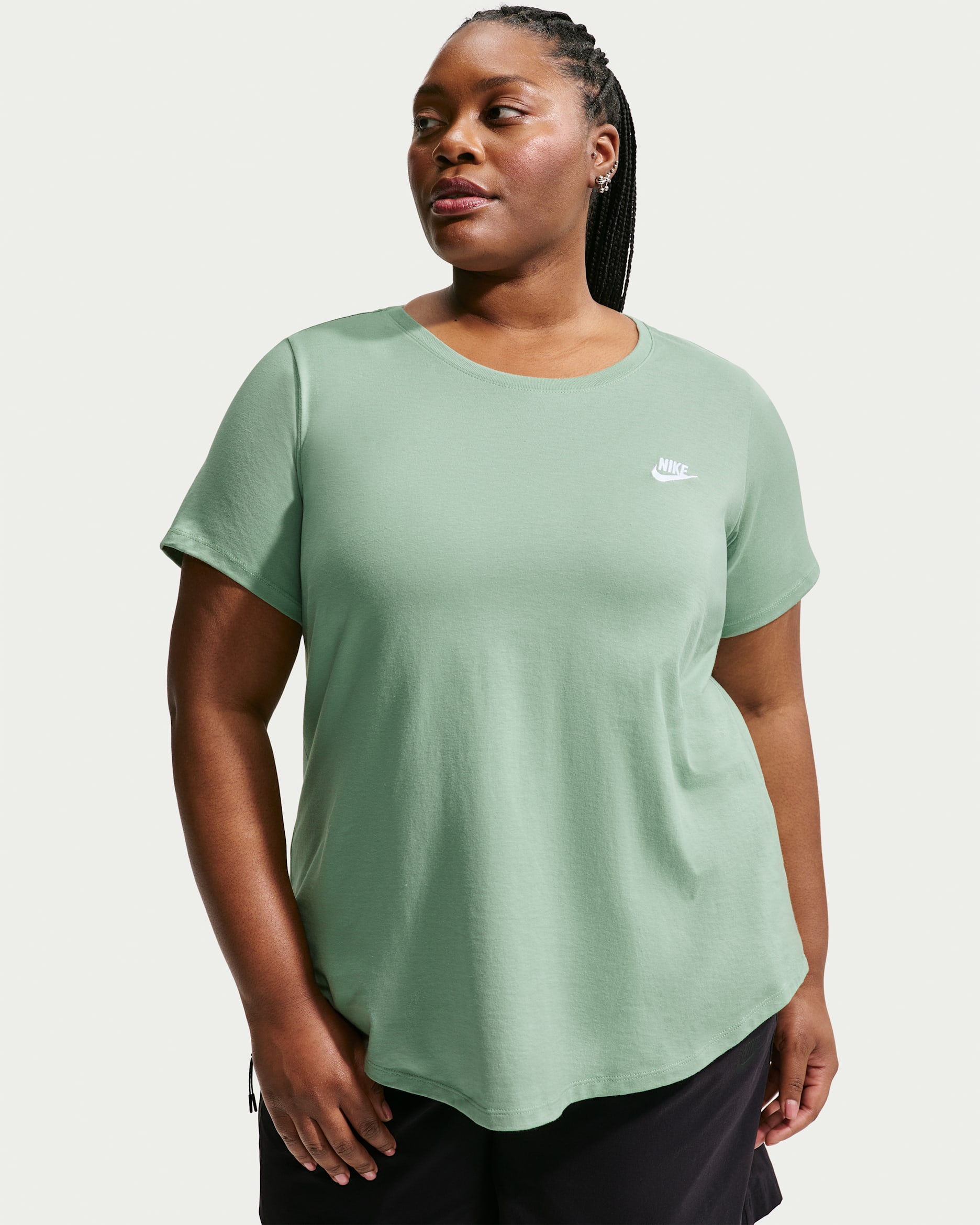 Nike Sportswear Club Essentials Women's T-Shirt (Plus Size) - Steam/White
