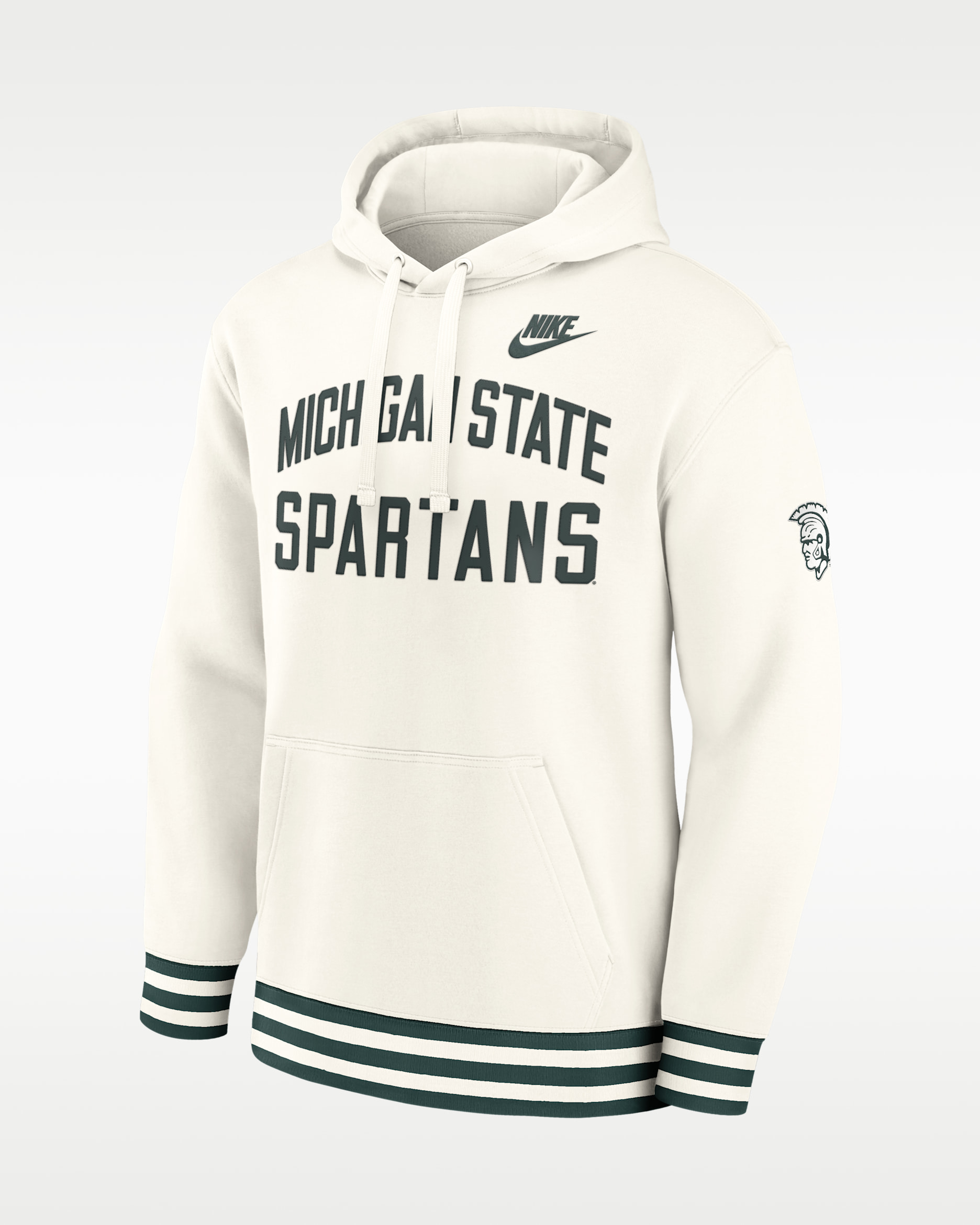 Sudadera con gorro sin cierre universitaria Nike para hombre Michigan State Legacy - Crema/Verde