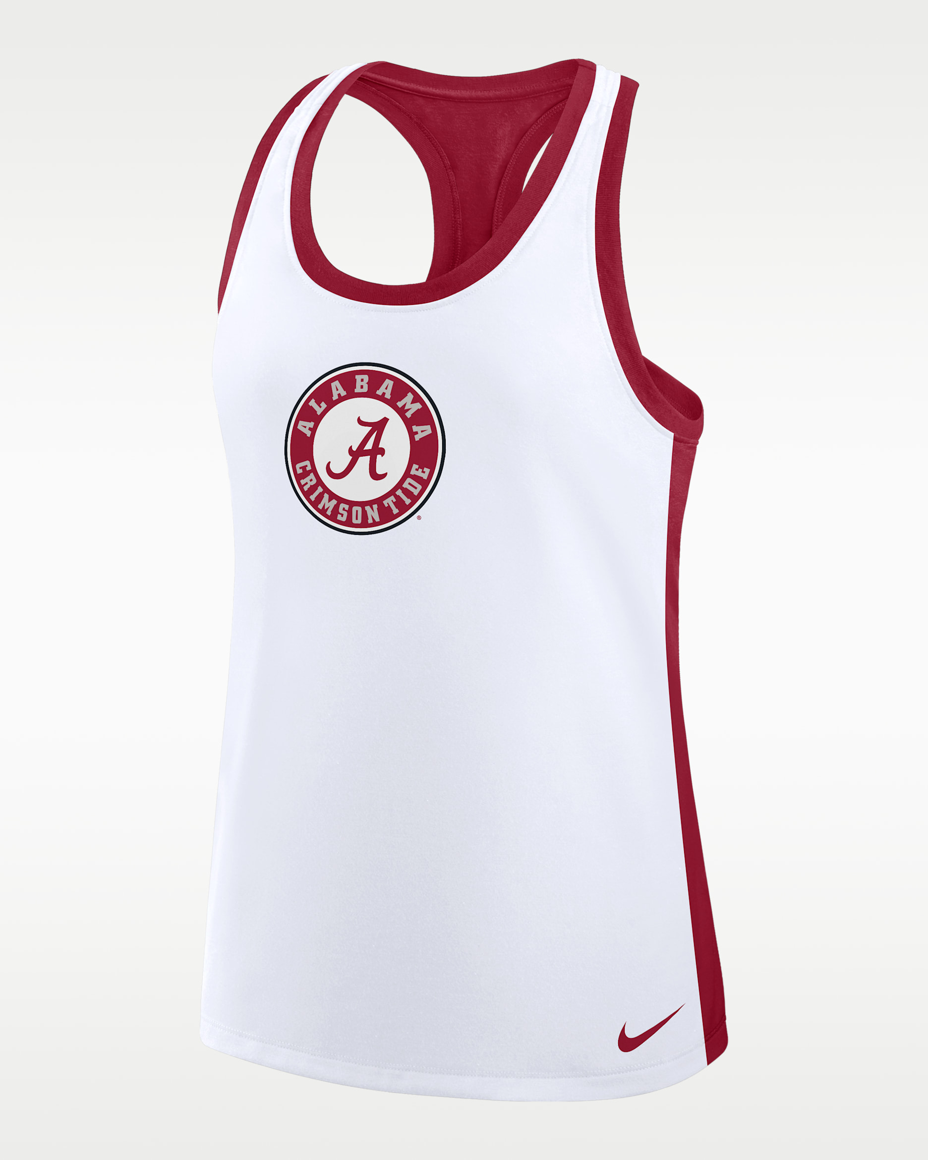 Camiseta de tirantes universitaria Nike Dri-FIT con espalda deportiva para mujer Alabama - Blanco/Carmesí