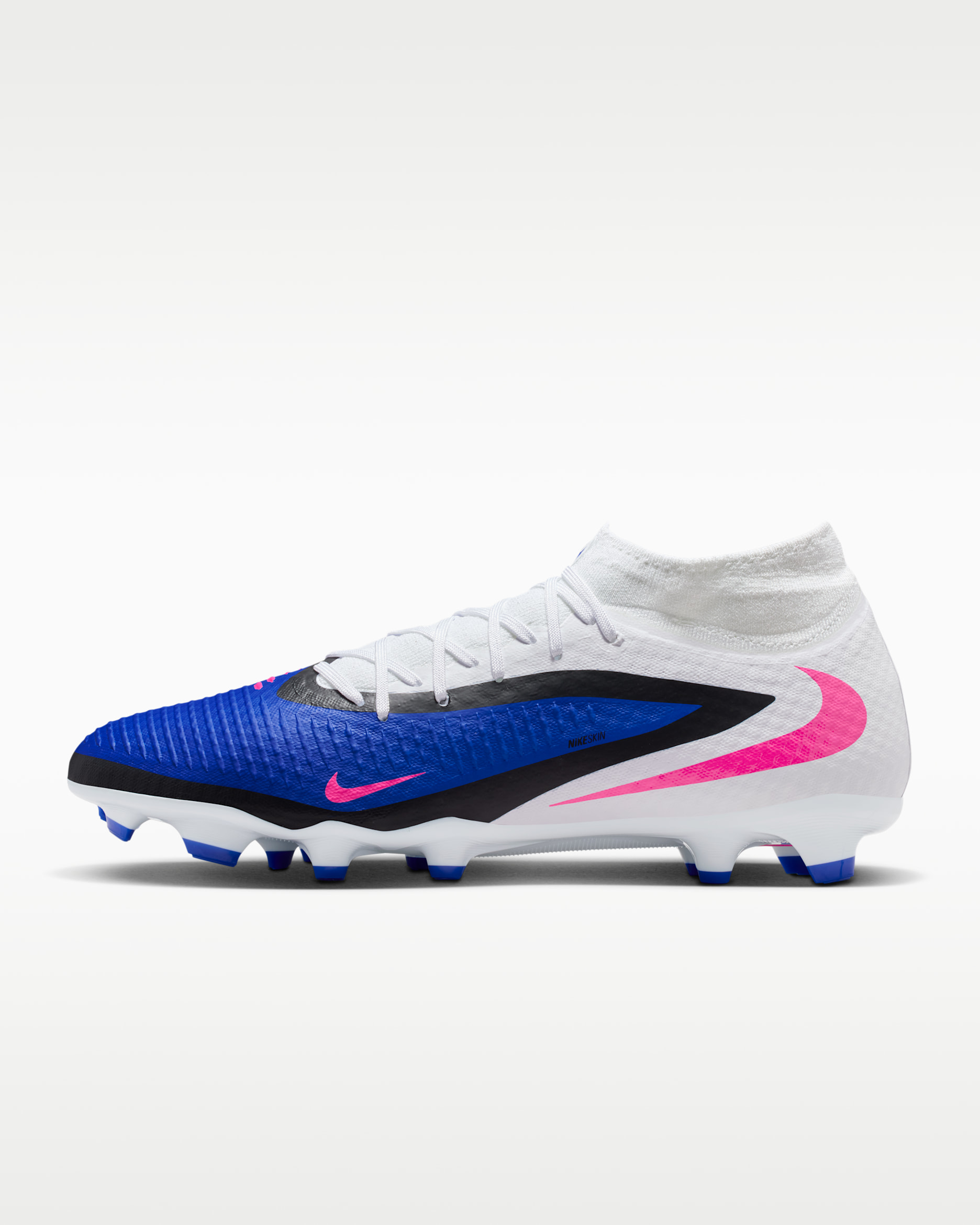 รองเท้าสตั๊ดฟุตบอลสำหรับหลายพื้นผิว Nike Phantom 6 High Academy - Racer Blue/ขาว/Pink Blast