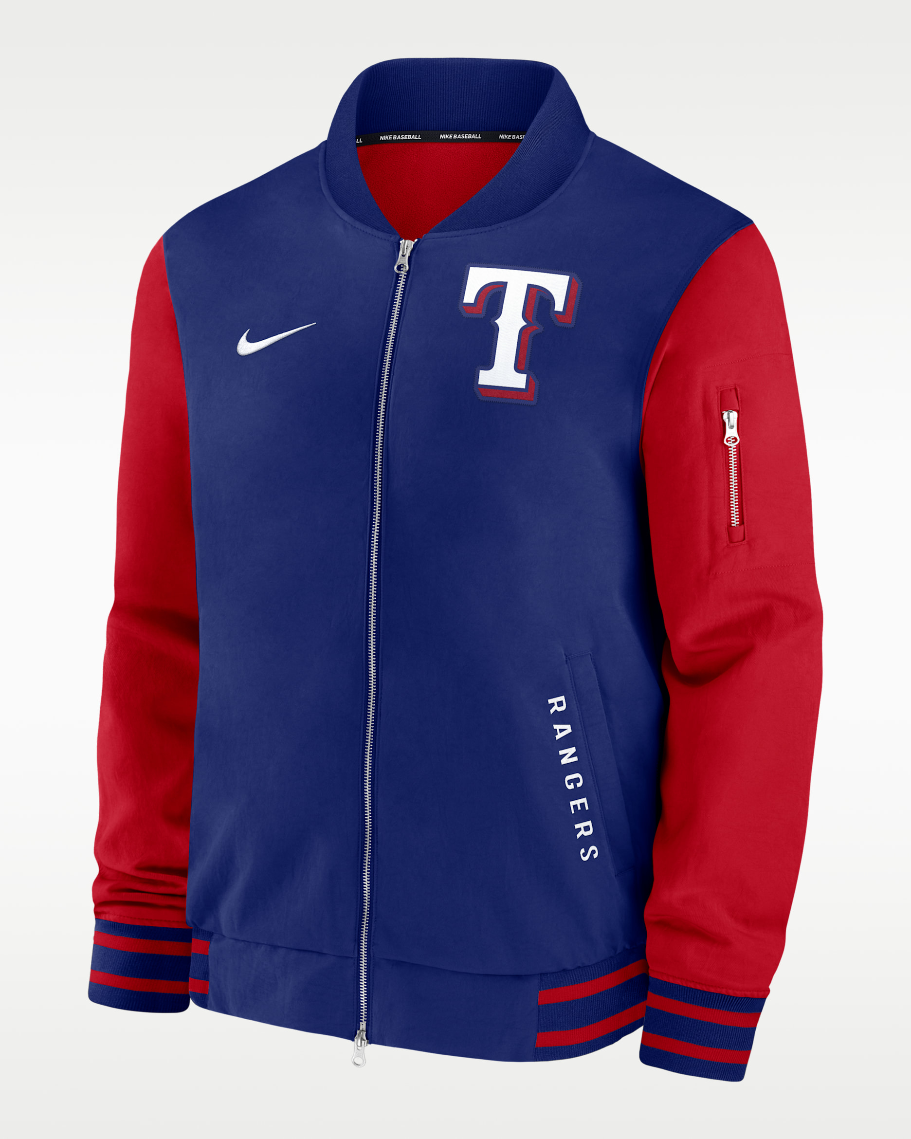 Texas Rangers Authentic Collection Dugout Men's Nike MLB Full-Zip Bomber Jacket - Deep Royal Blue