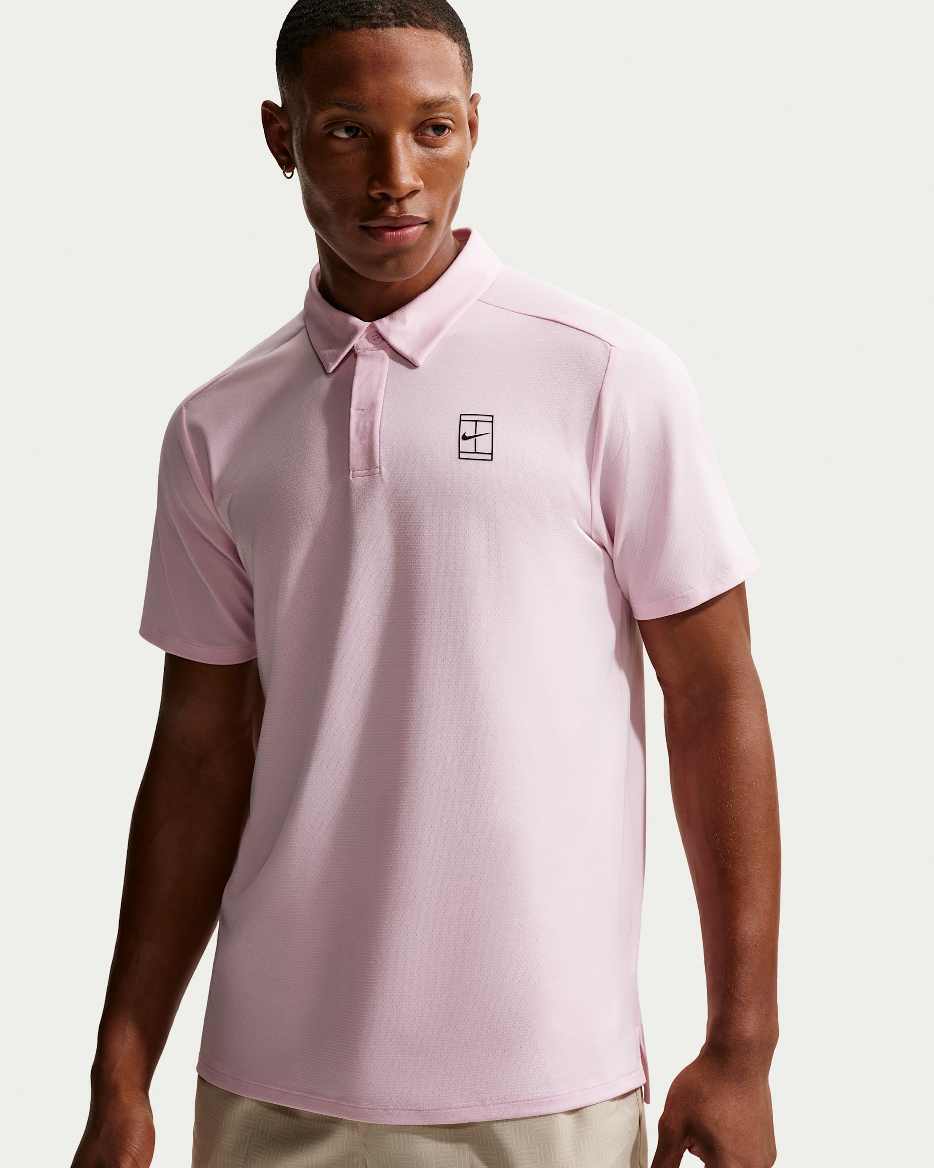 NikeCourt Advantage Men's Dri-FIT Tennis Polo - Pink Foam/Black