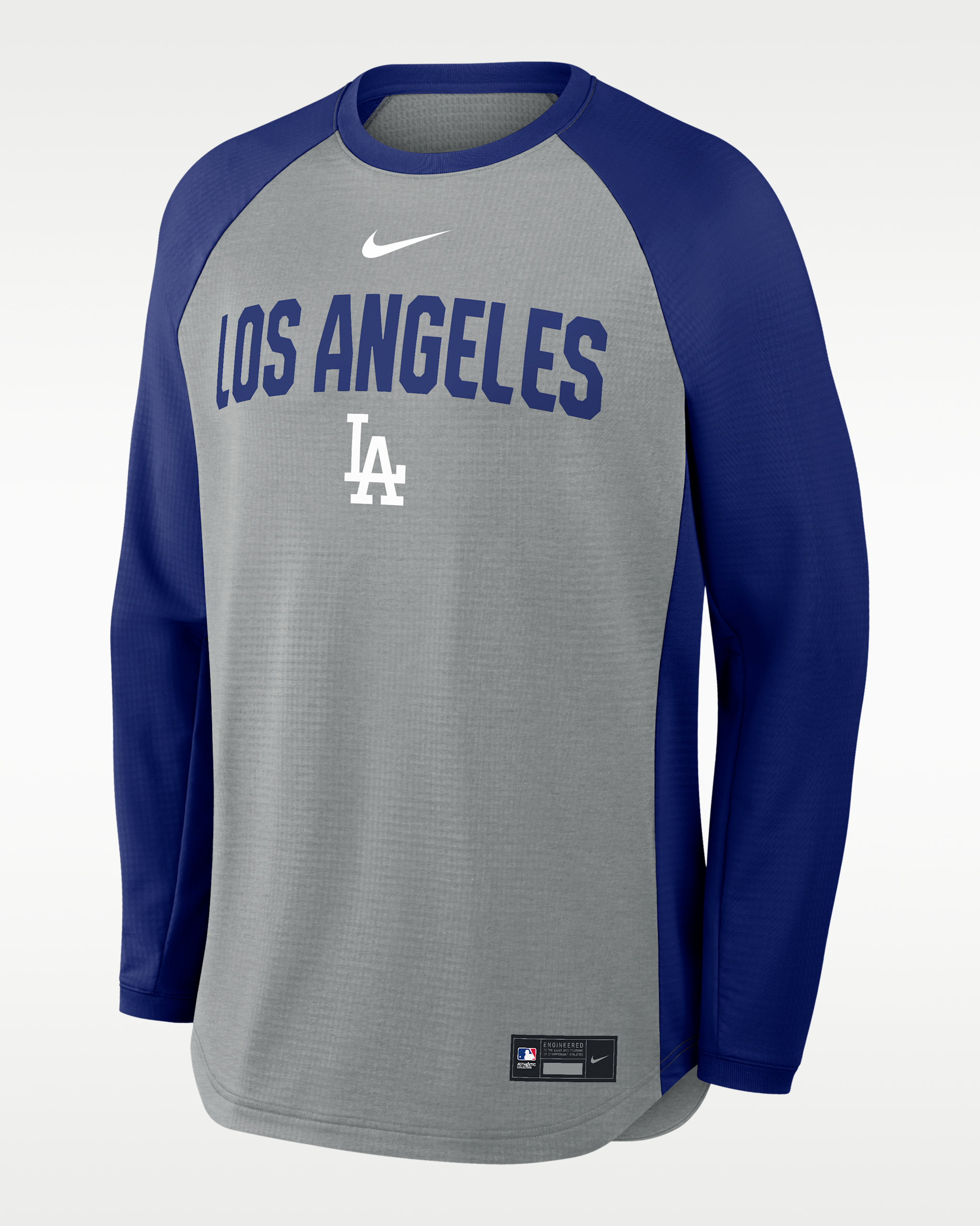 Los Angeles Dodgers Authentic Collection Men's Nike Dri-FIT Pullover Crew - Dark Grey Heather
