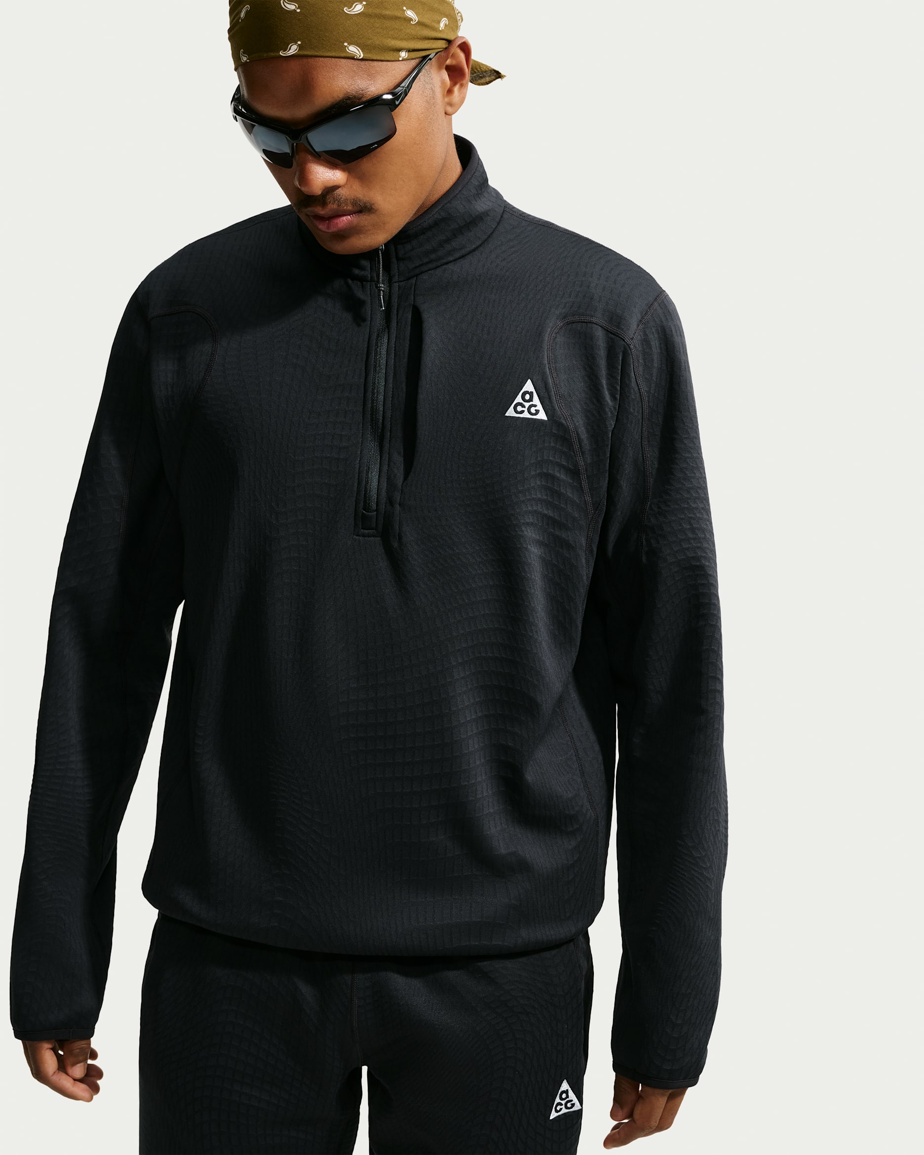 ACG "Wolf Grid" Men's Therma-FIT 1/2-Zip Hiking Top - Black/Summit White
