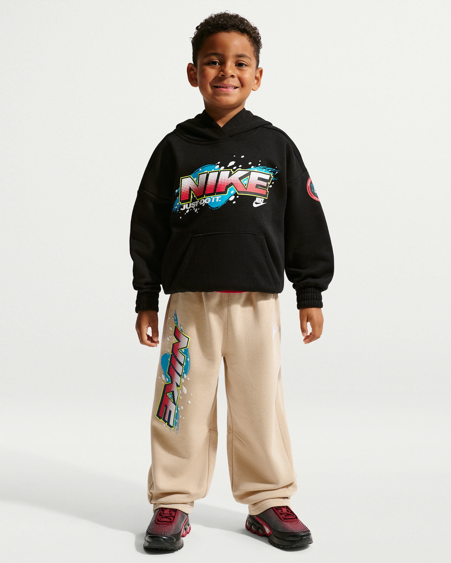 Nike Sportswear Little Kids' Snow Motion Fleece Pullover Hoodie 2-Piece Set - Linen
