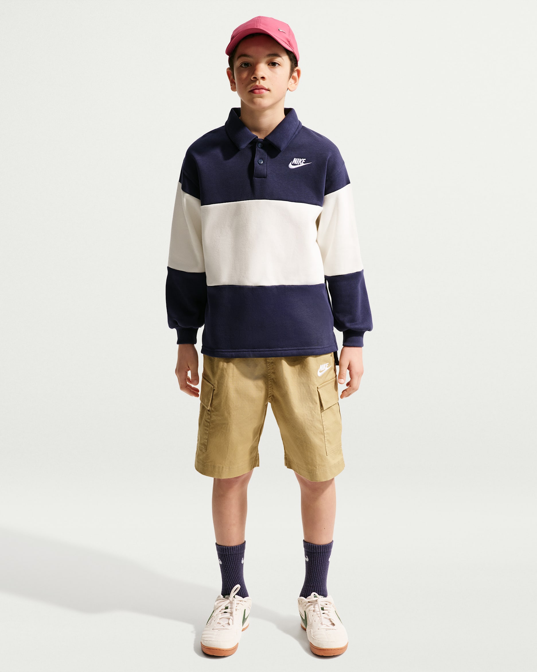 Shorts cargo de tejido Woven para niños talla grande Nike Sportswear Club - Beige paracaídas/Blanco