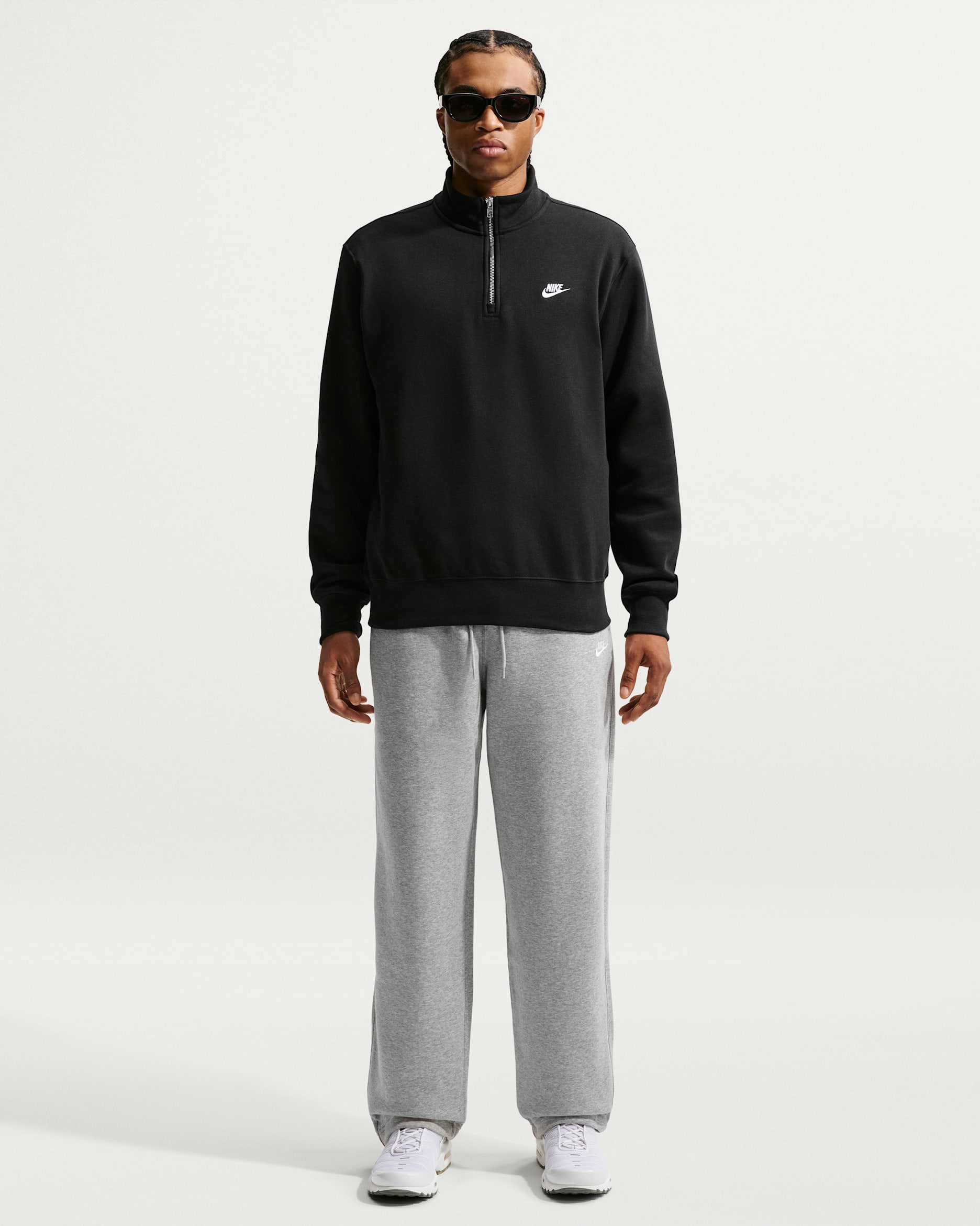 Nike Sportswear Club Men's Fleece Bungee Pants - Dark Grey Heather/Light Smoke Grey/White