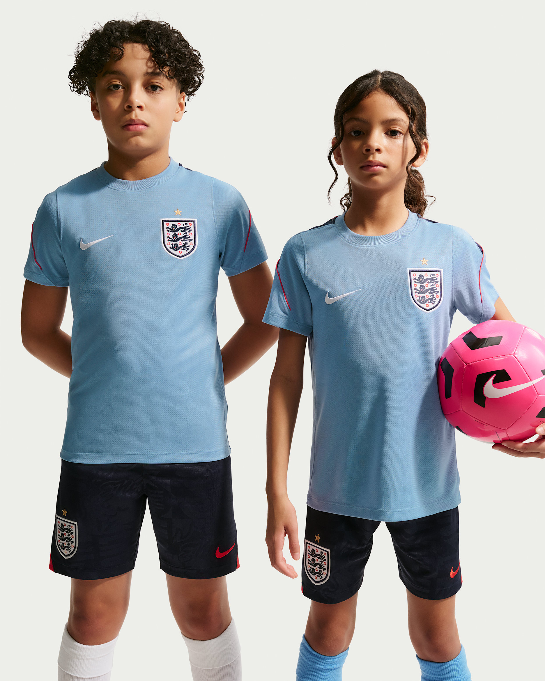 England Strike Older Kids' Nike Football Dri-FIT Short-Sleeve Top - Work Blue/Obsidian/White