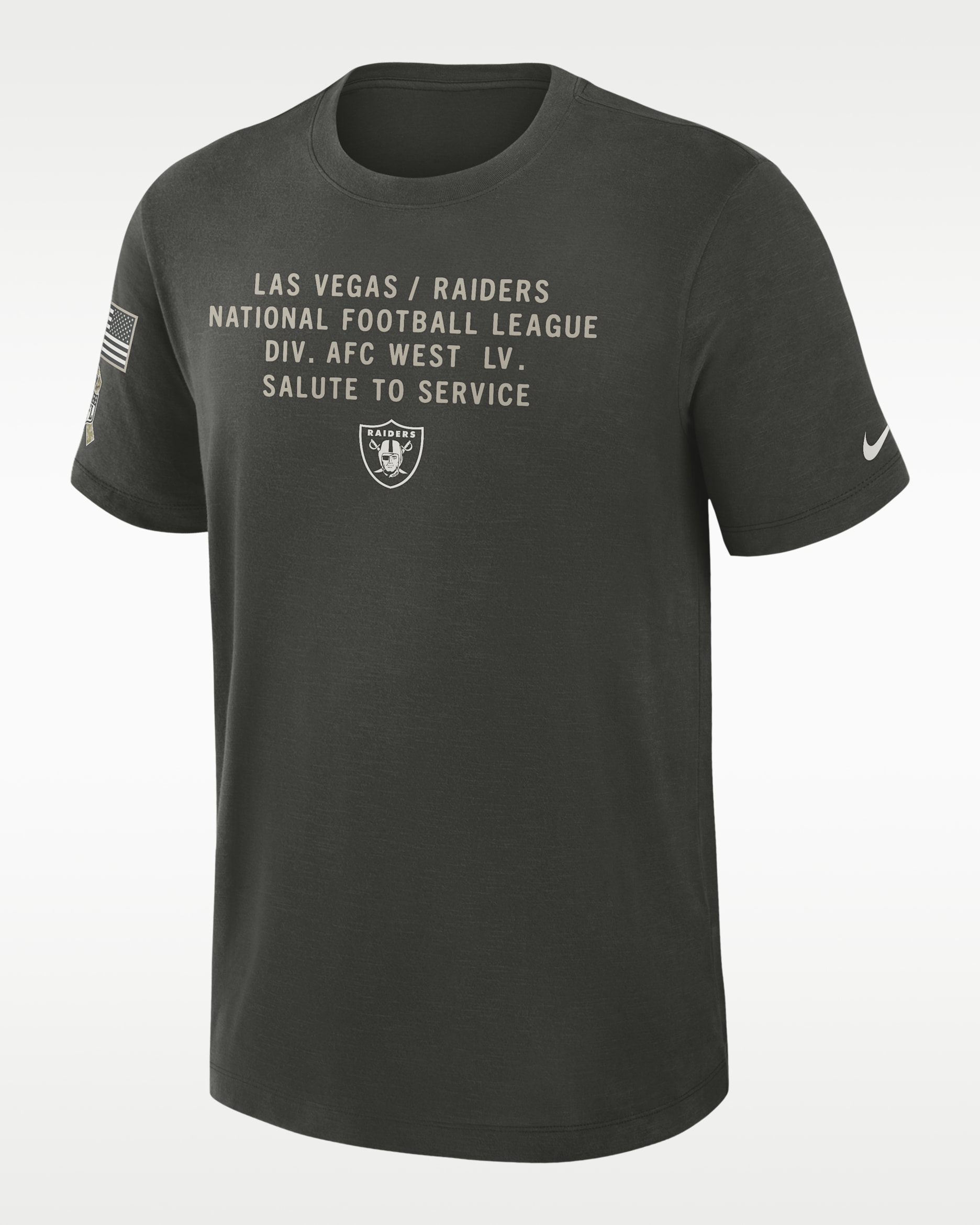 Playera Nike Dri-FIT de la NFL para hombre Las Vegas Raiders Salute to Service Slub - Verde bosque