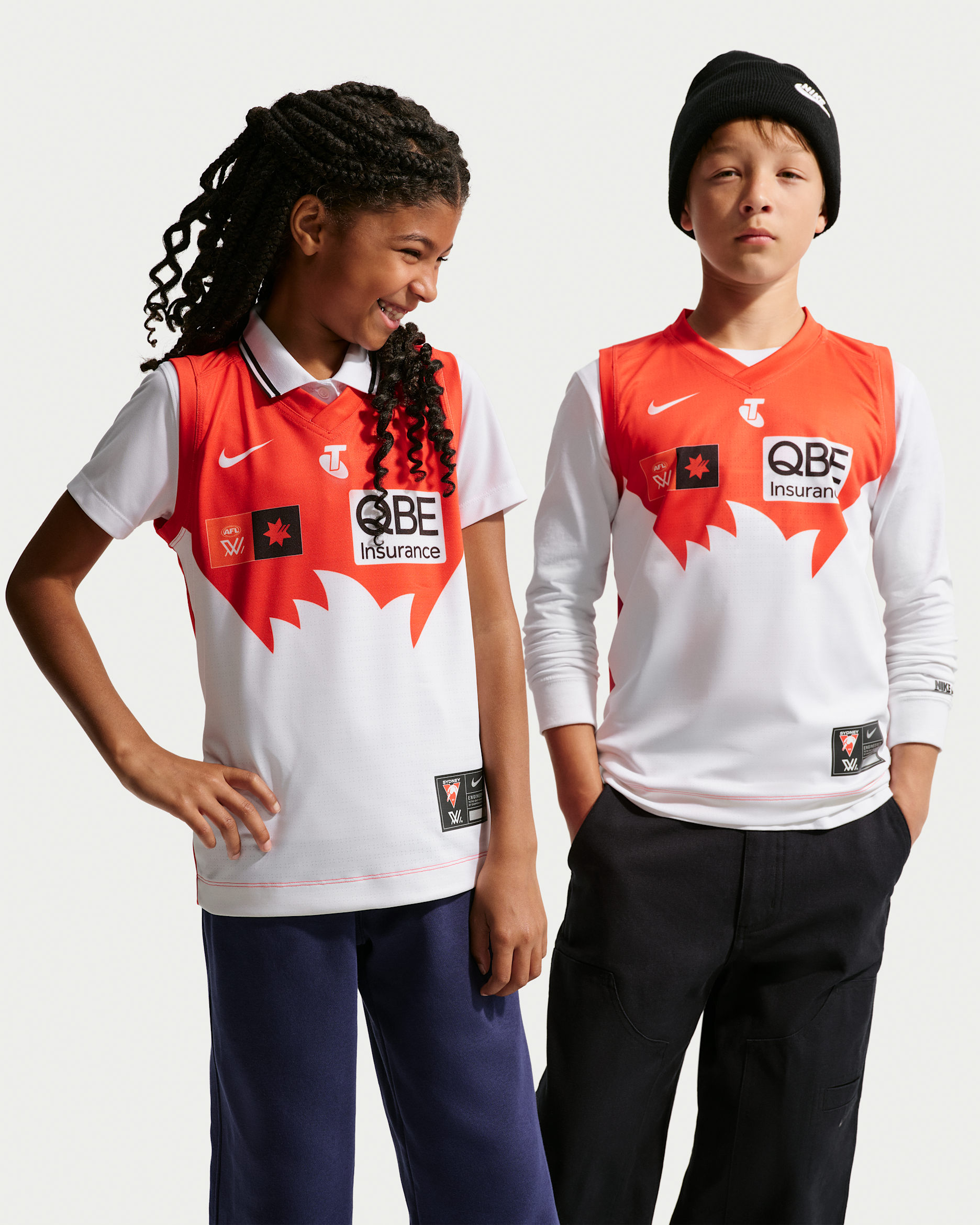 Sydney Swans AFLW 2026 Stadium Home Older Kids' Nike AFLW Replica Jersey - Chile Red/White