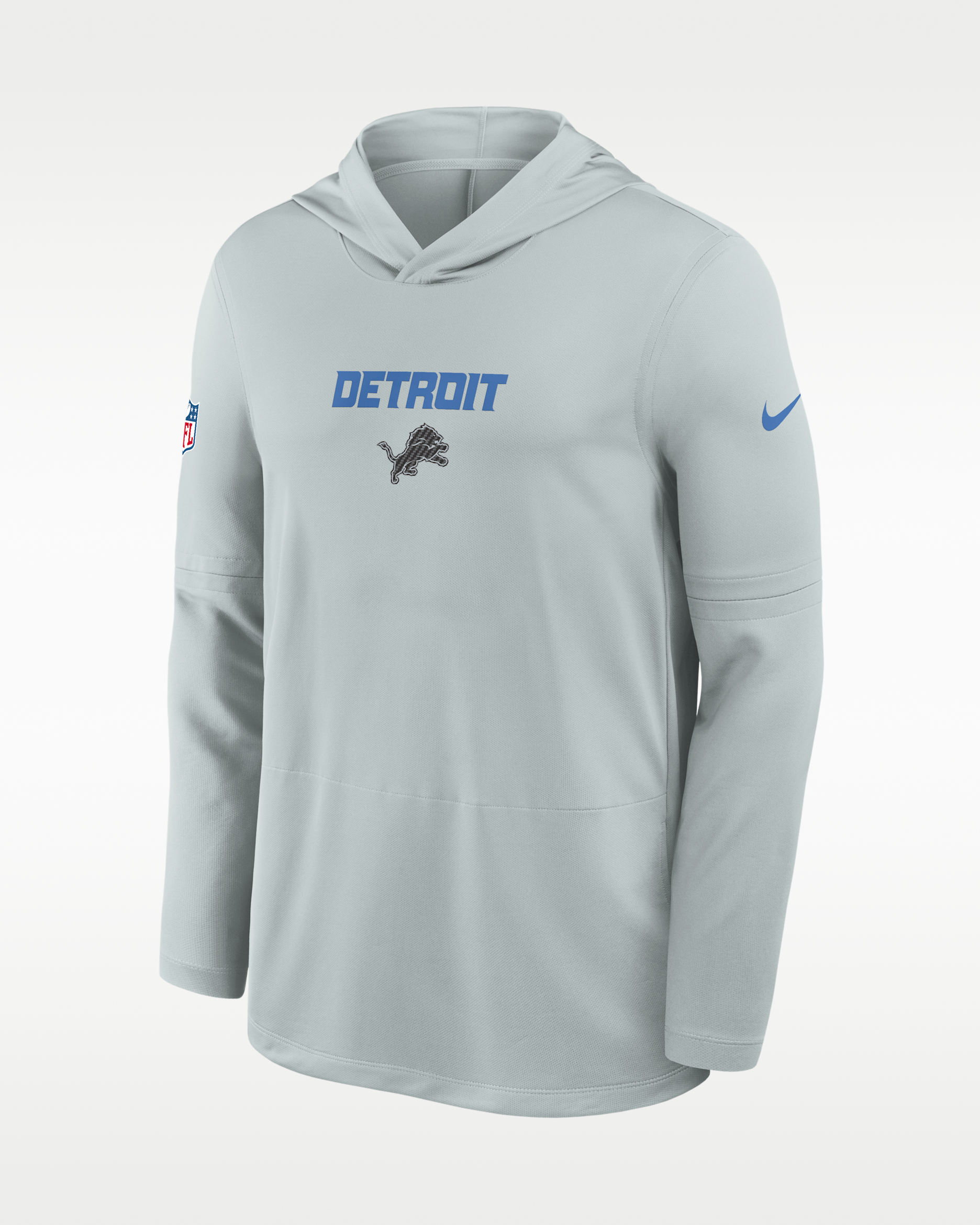 Detroit Lions Rivalries Collection Sideline Men's Nike Dri-FIT NFL Long-Sleeve Hooded Top - Silver
