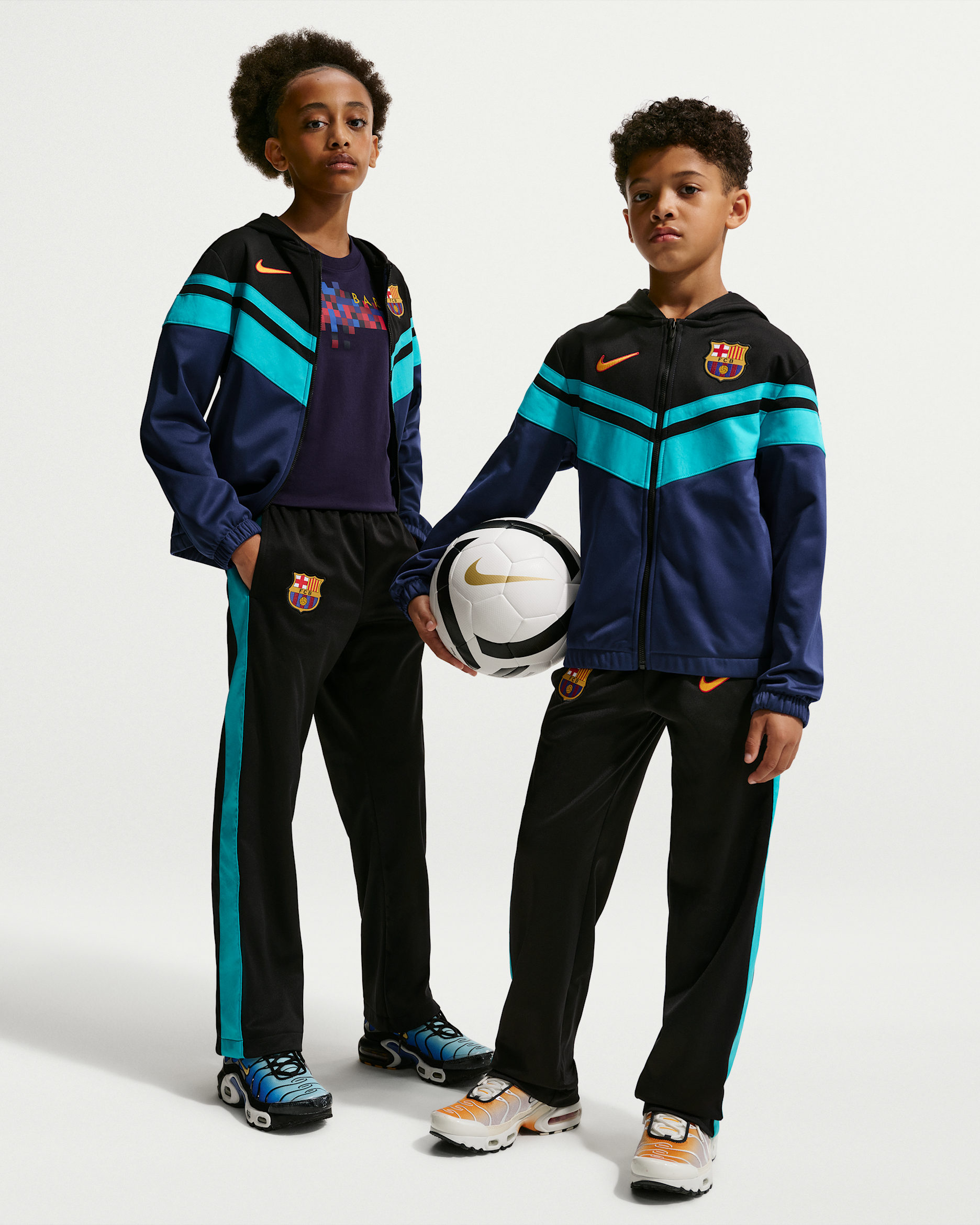 FC Barcelona Third Big Kids' Nike Dri-FIT Soccer Hooded Tracksuit - Black/Loyal Blue/Dusty Cactus/University Gold