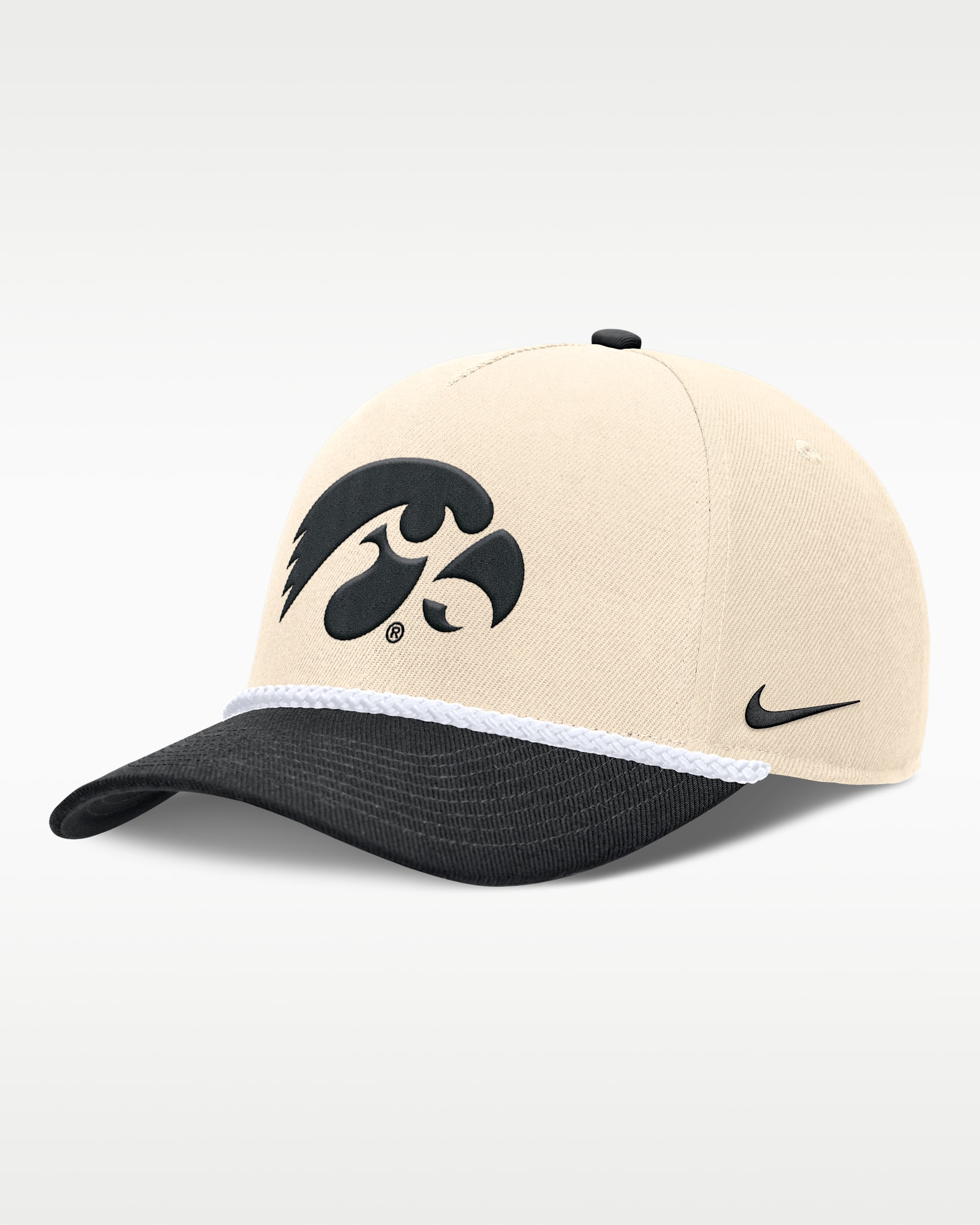 Gorro universitario Nike ajustable para hombre Iowa Primetime Rope 2-Tone Rise - Natural