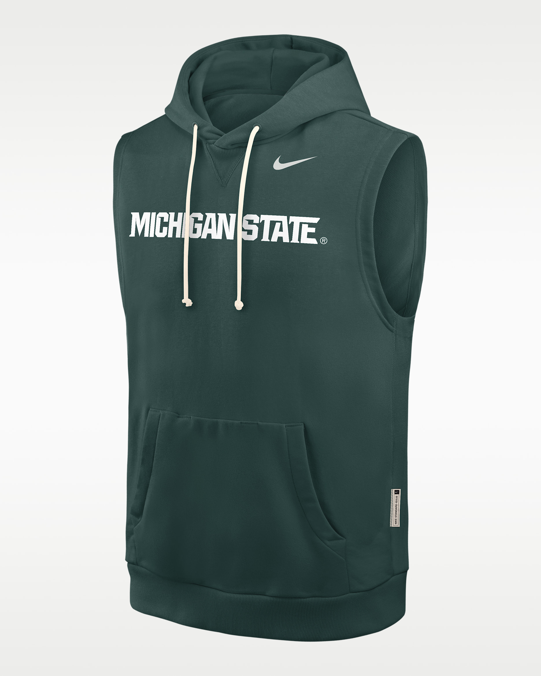 Sudadera universitaria Nike Dri-FIT con gorro, sin cierre y sin mangas para hombre Michigan State Sideline - Verde